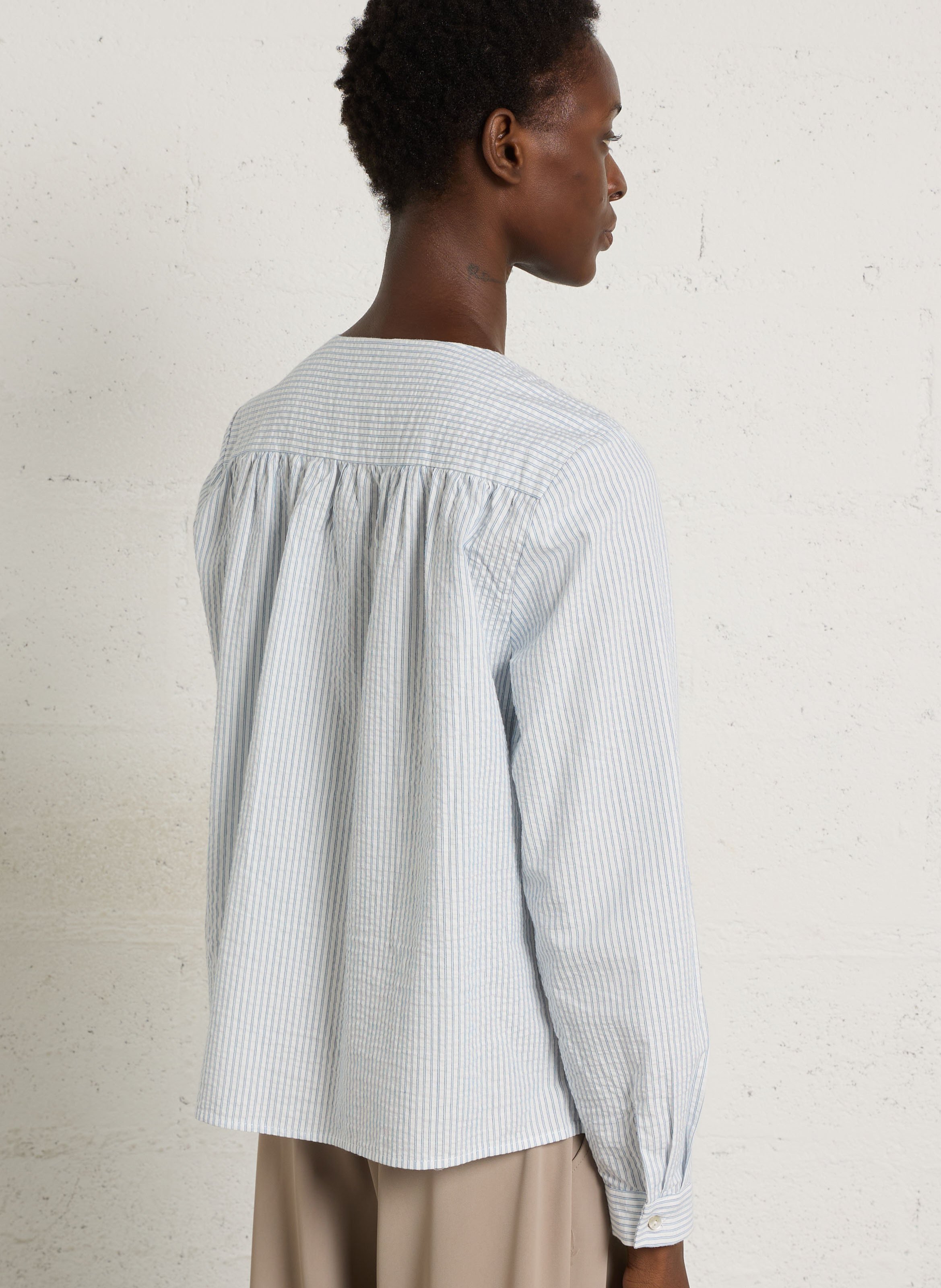 Chemise droite col classique en coton JC SOPHIE Bleu