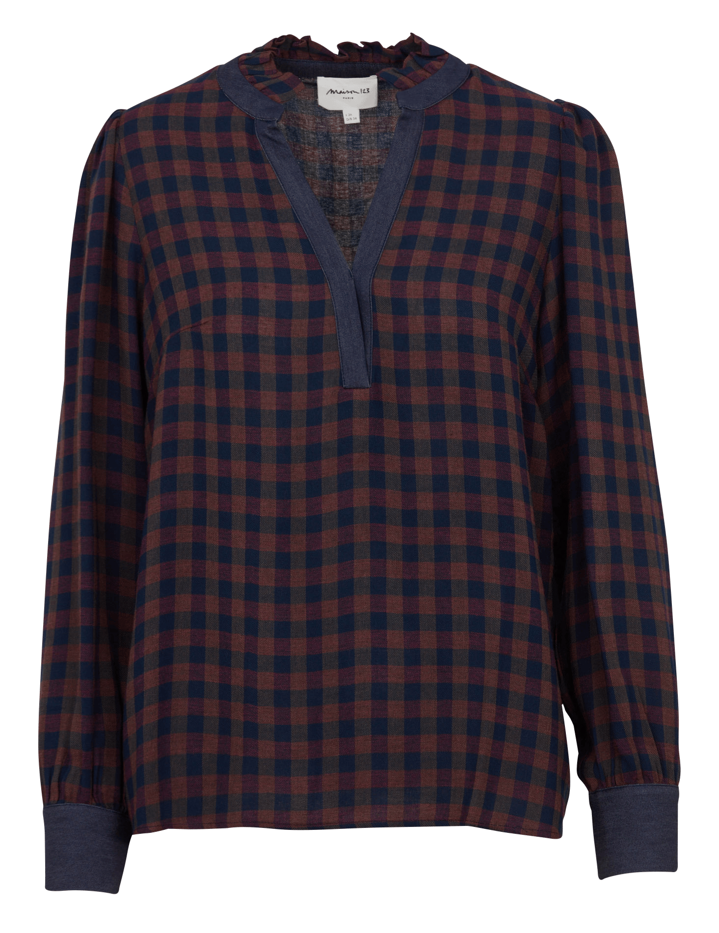 Blouse droite col tunisien  MAISON 123 Bleu