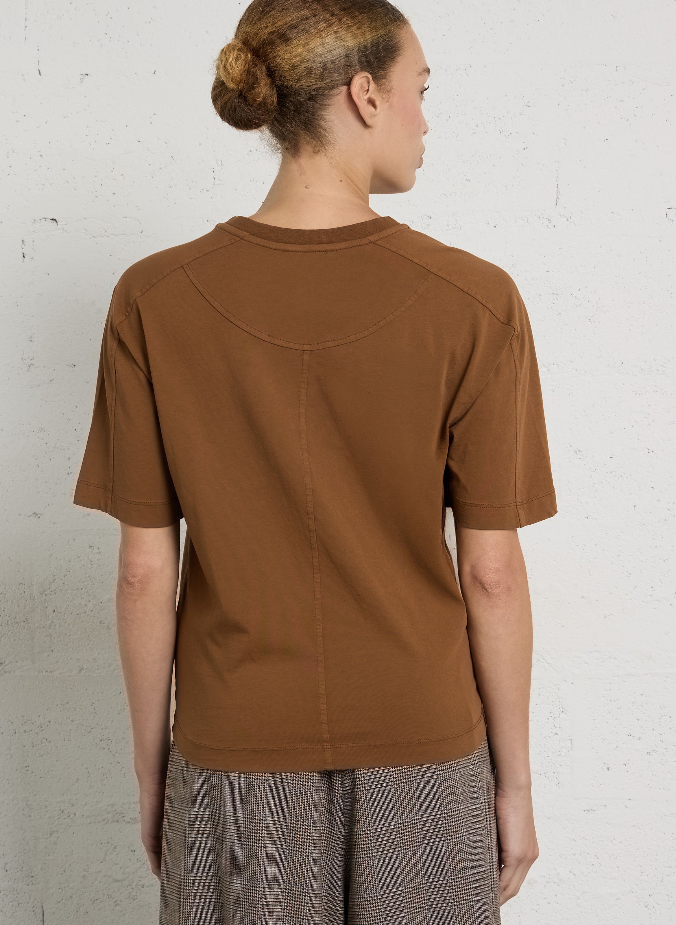 V-neck cotton T-shirt MAISON 123 Brown