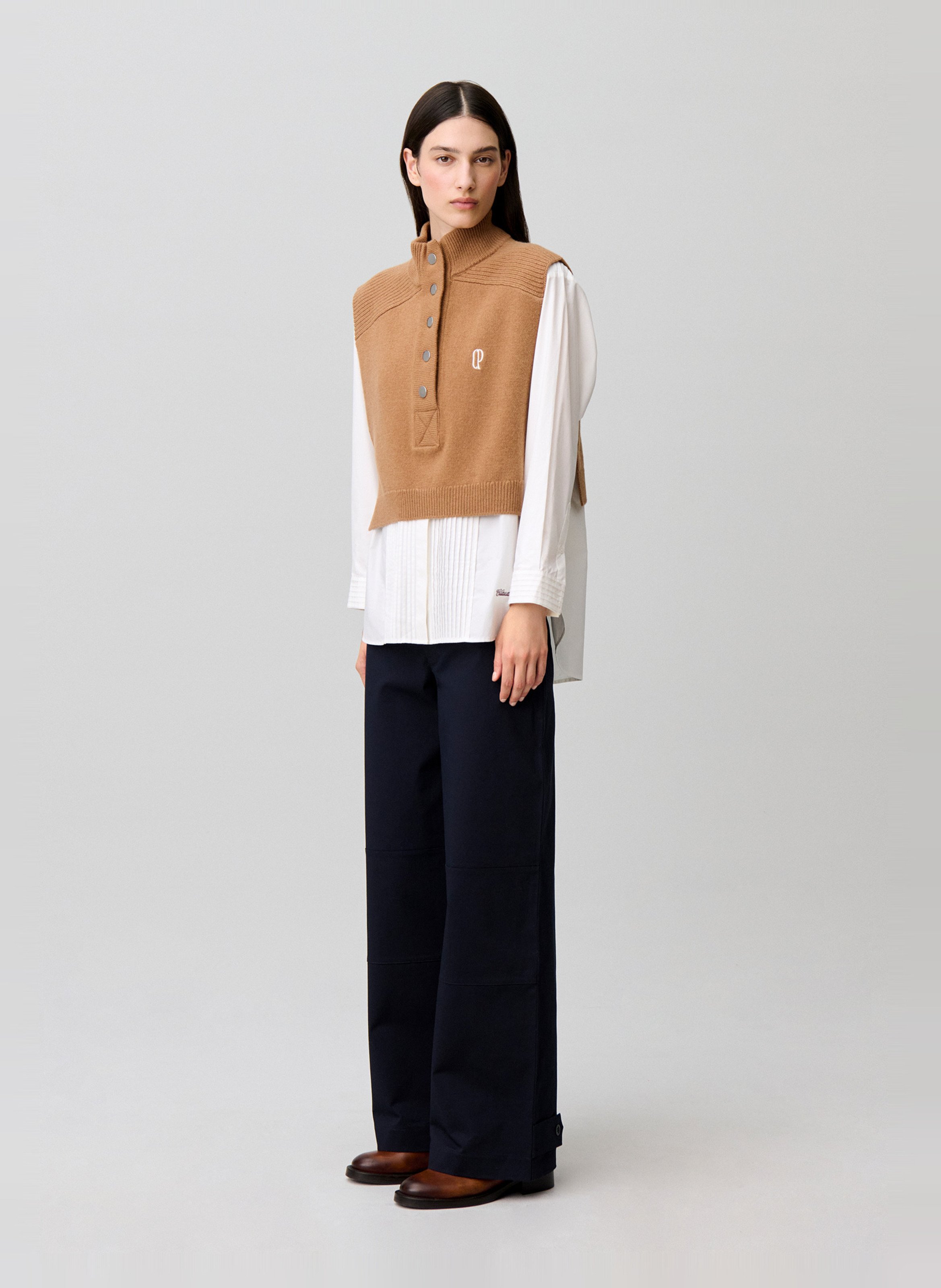 Plastron col montant boutonné en laine | Beige CLAUDIE PIERLOT Femme