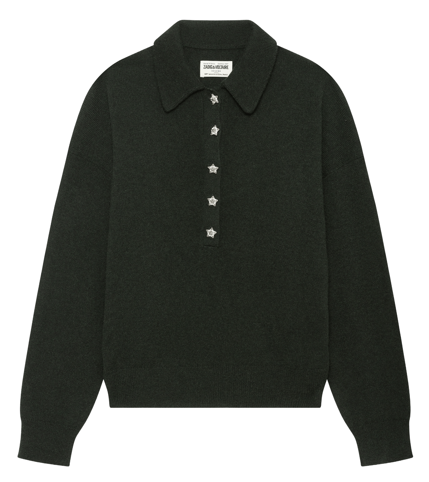 Polo trui met knopen van kasjmier ZADIG&VOLTAIRE Groen