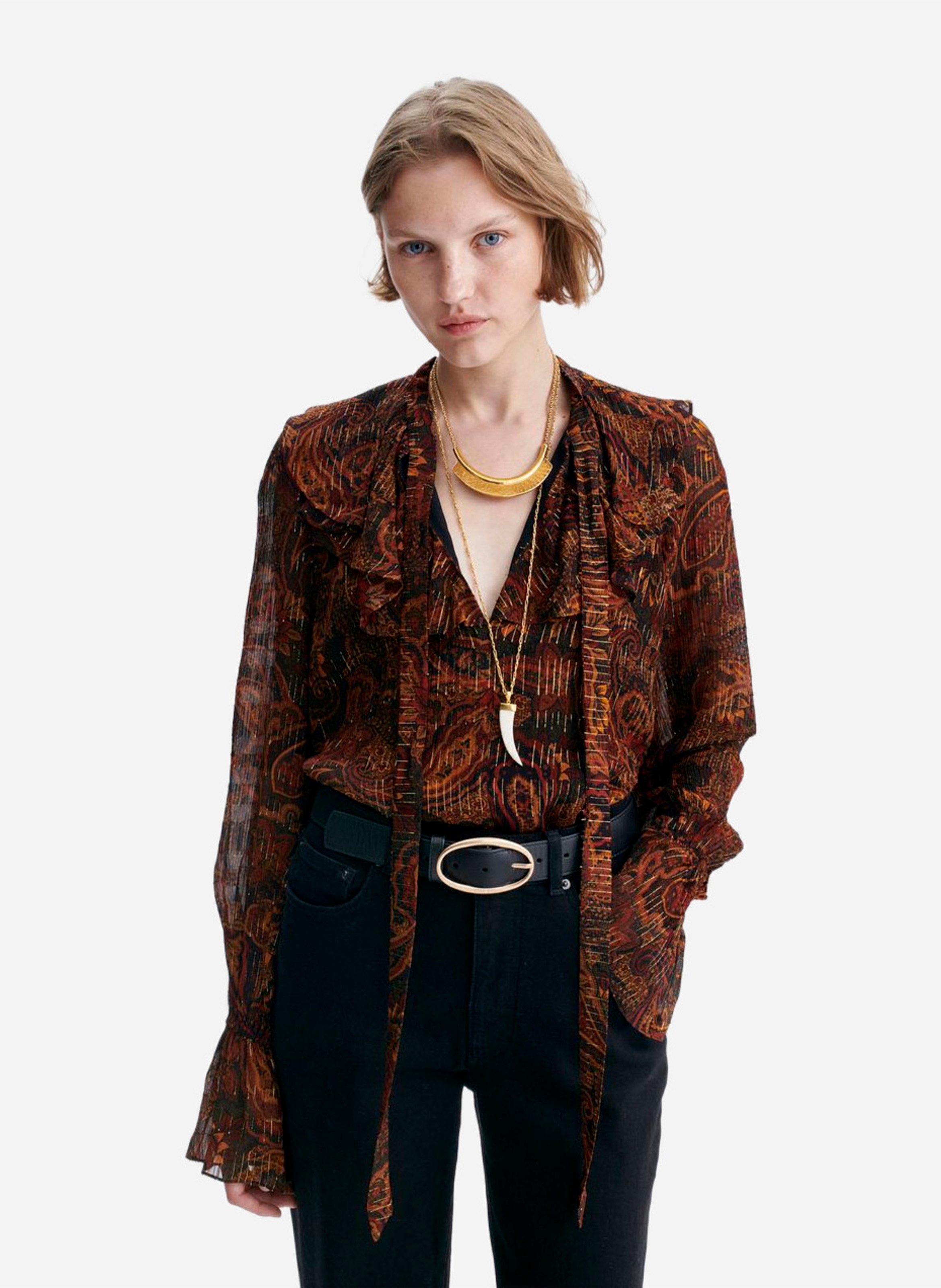 Printed henley blouse VANESSA BRUNO Brown