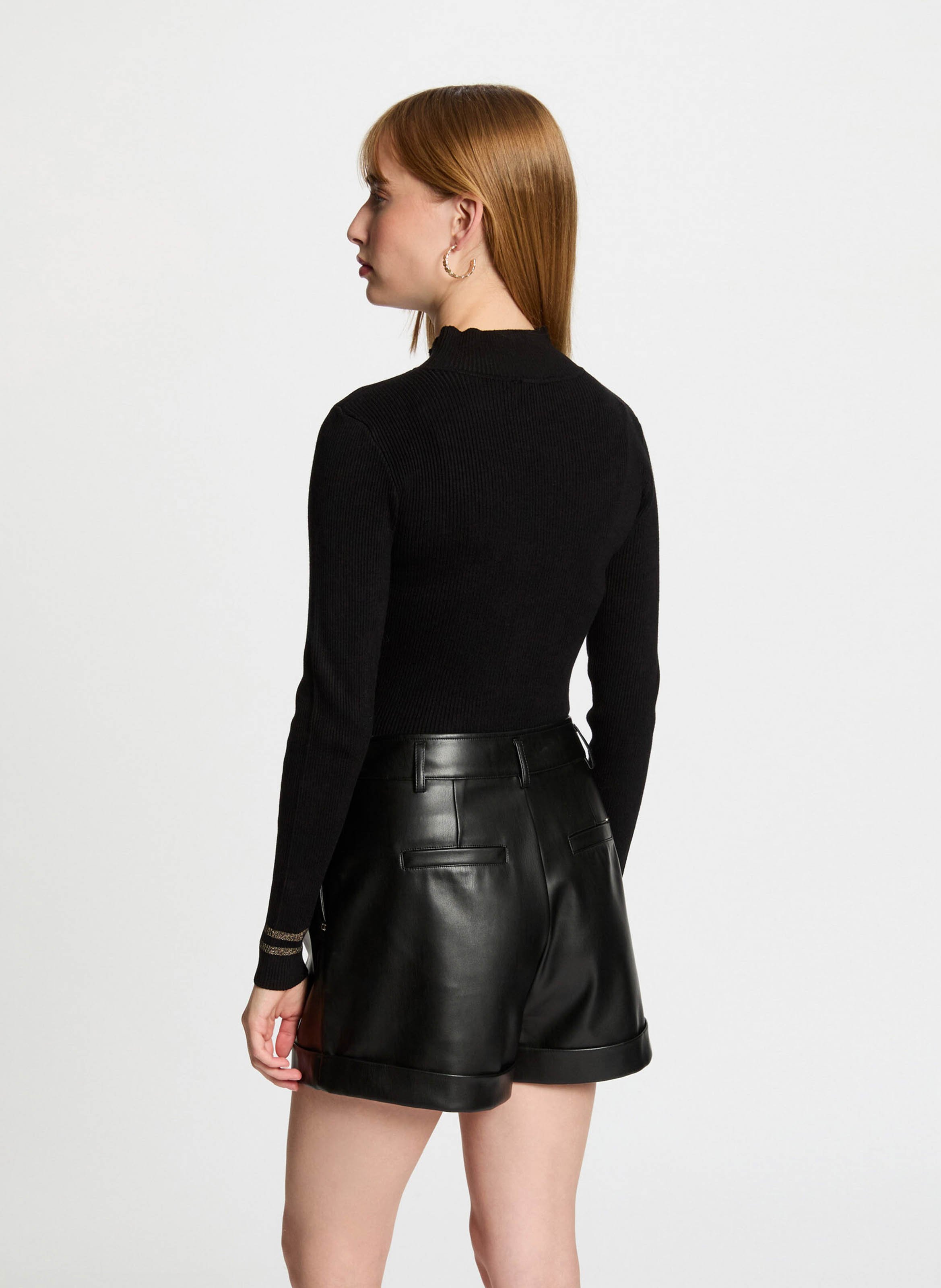 Pull col montant 5 boutons MORGAN Noir