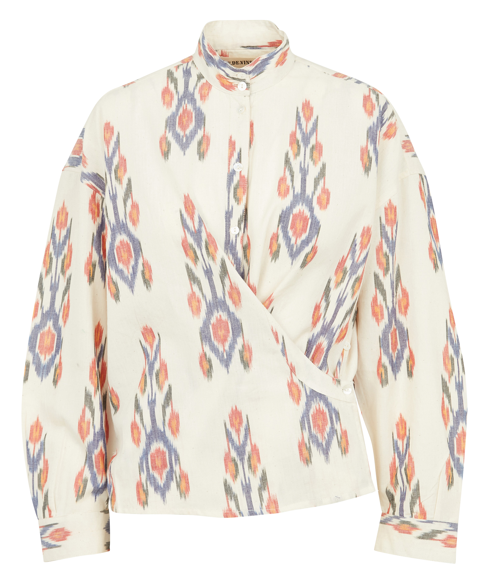 Top col montant imprimé en coton V DE VINSTER