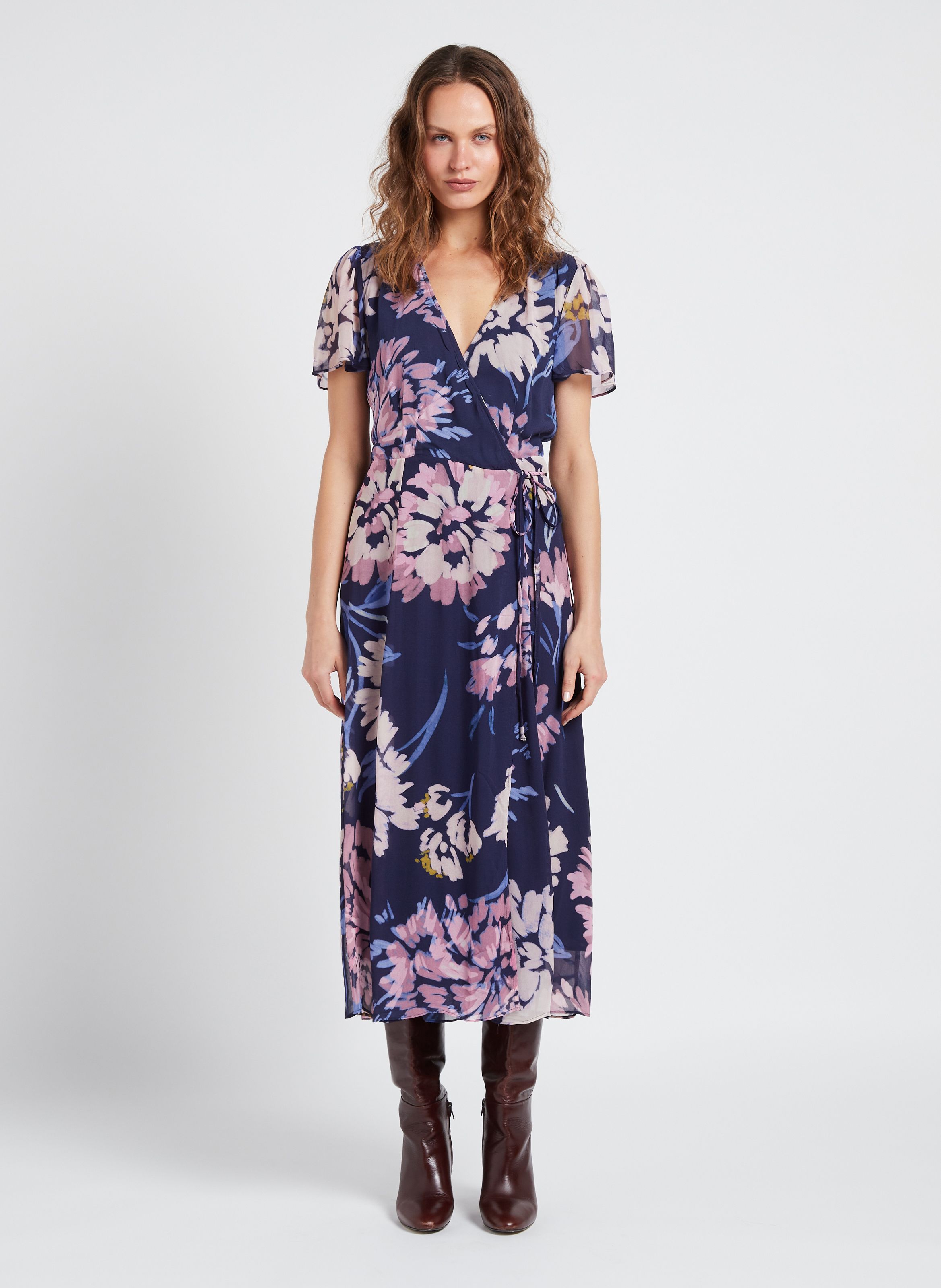 Express blue store floral maxi dress