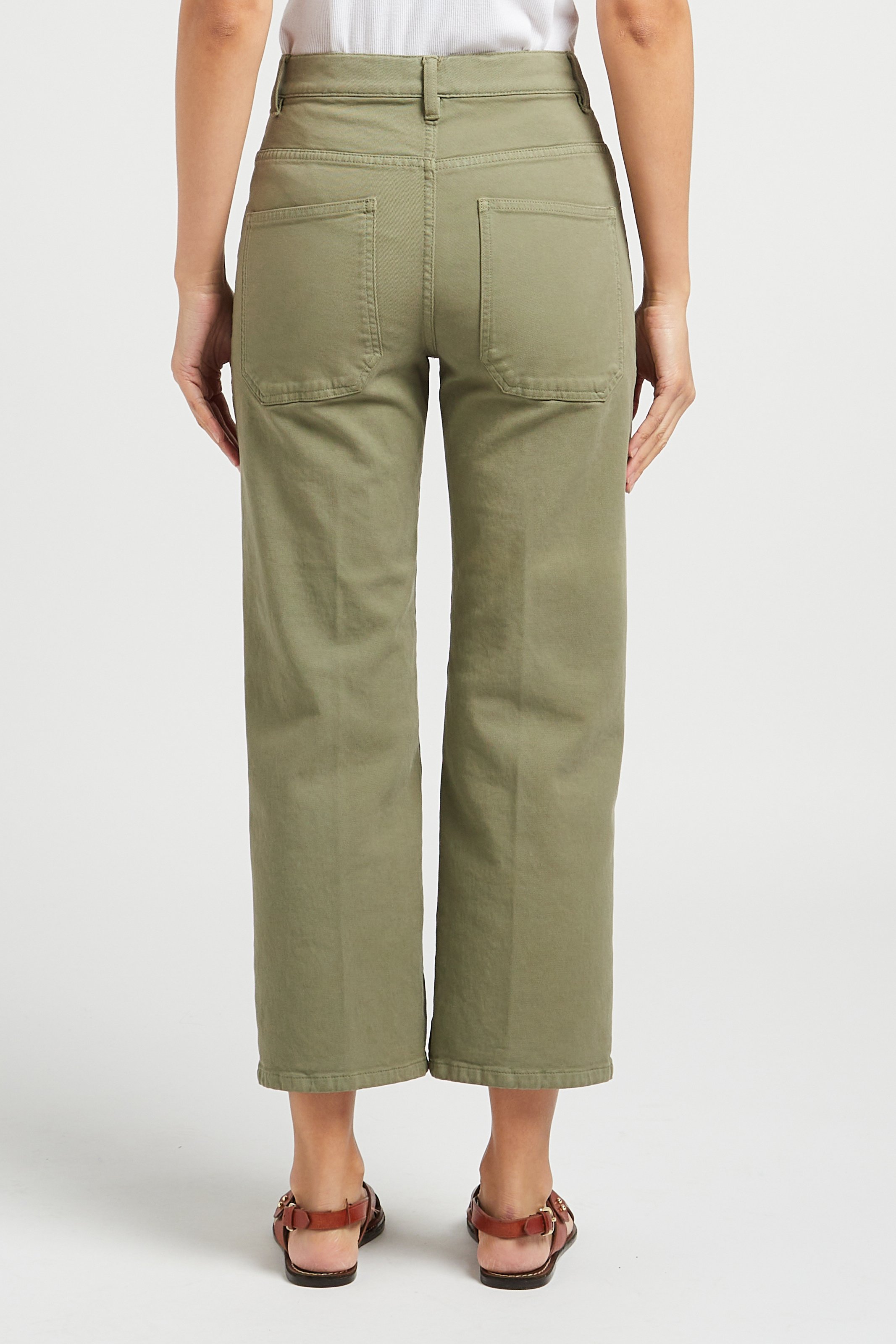 Cropped stretch cotton jeans ACQUAVERDE Khaki