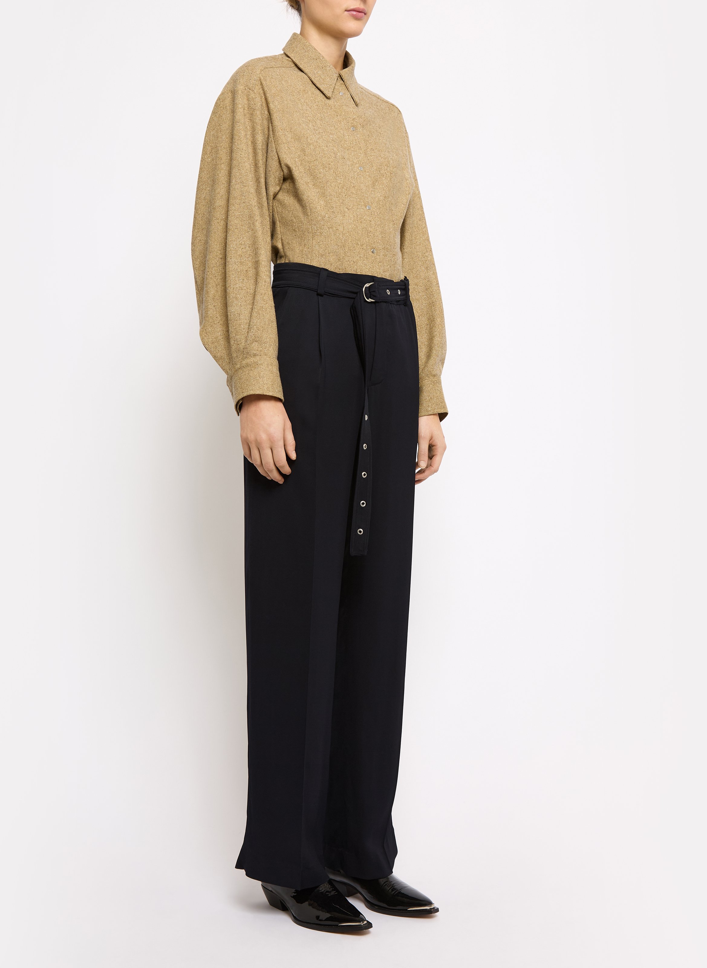 Pantalon droit à pinces ceinturé ROSEANNA Bleu