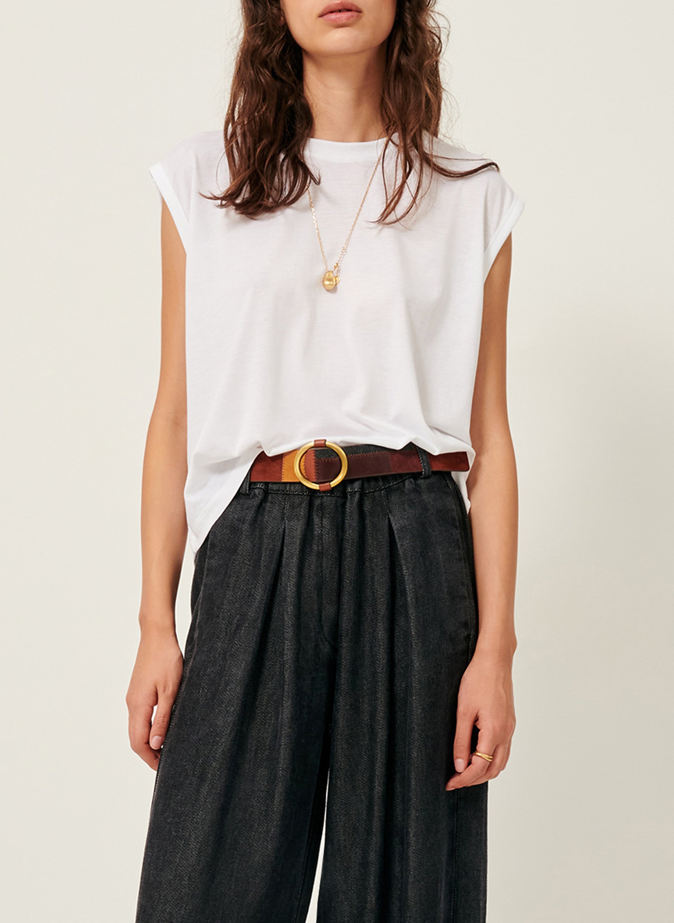 Loose-fit round-neck T-shirt SESSUN White