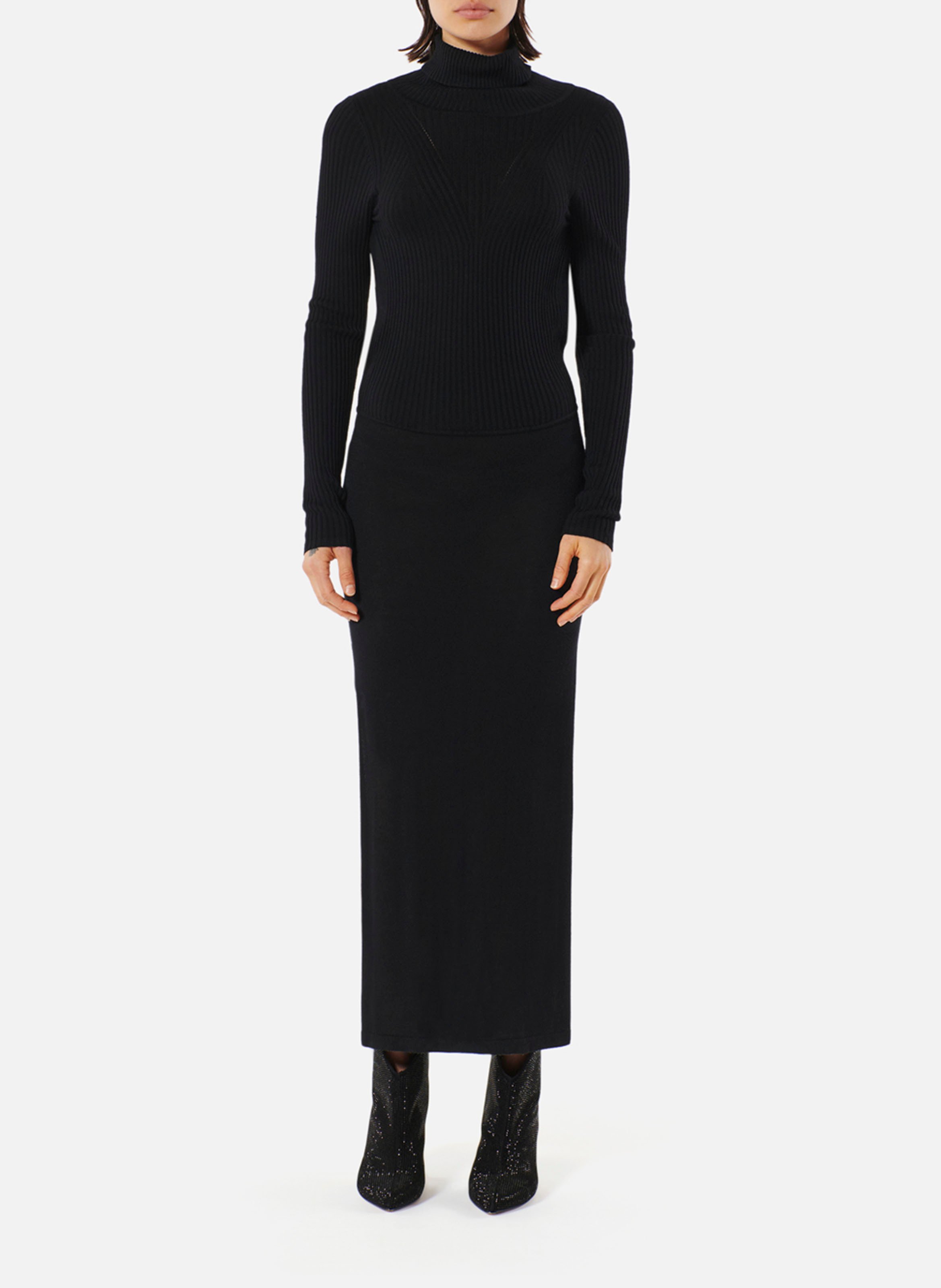 Strakke trui-jurk met col KARMA KOMA Zwart