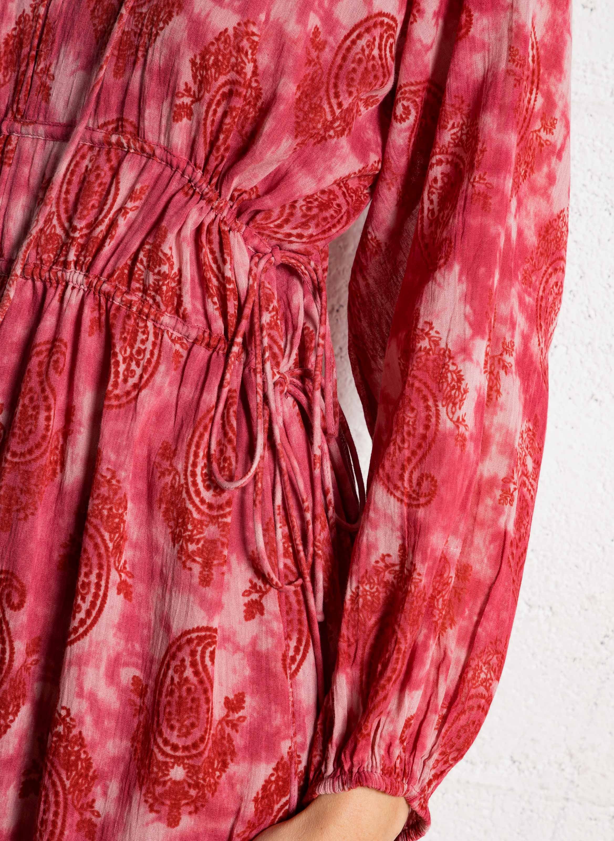 Robe ample imprimée en coton  MAISON HOTEL Rose