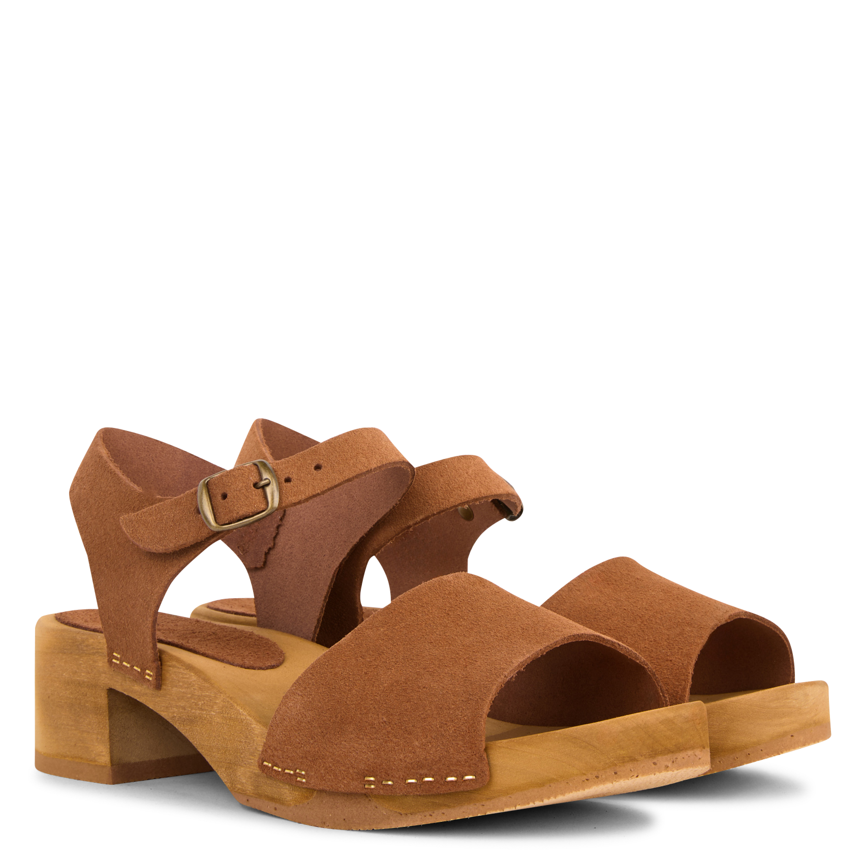 Suède sandalen met hak BOSABO Bruin