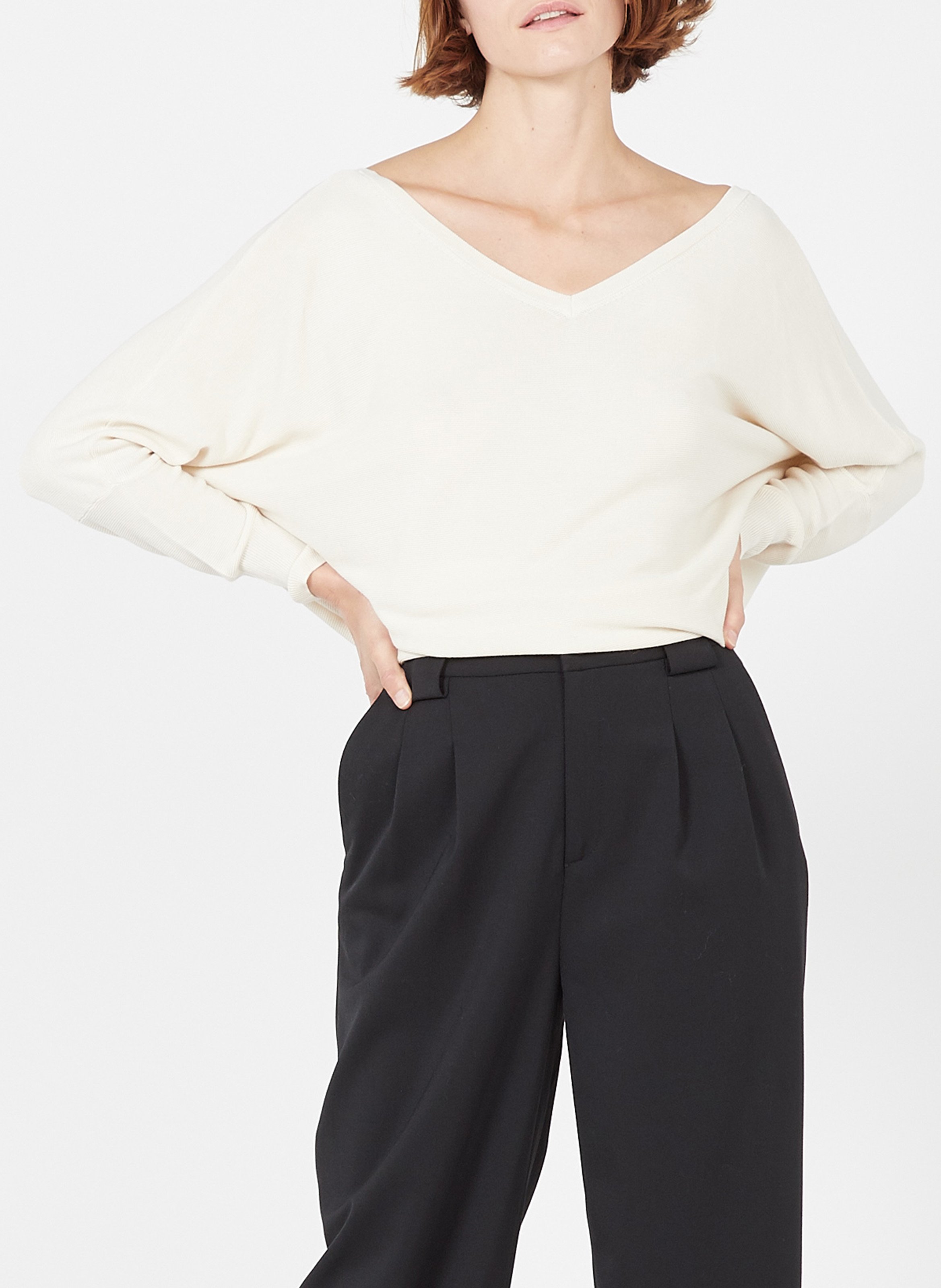 Gilet boutonné col V en coton mélangé BA&SH Beige