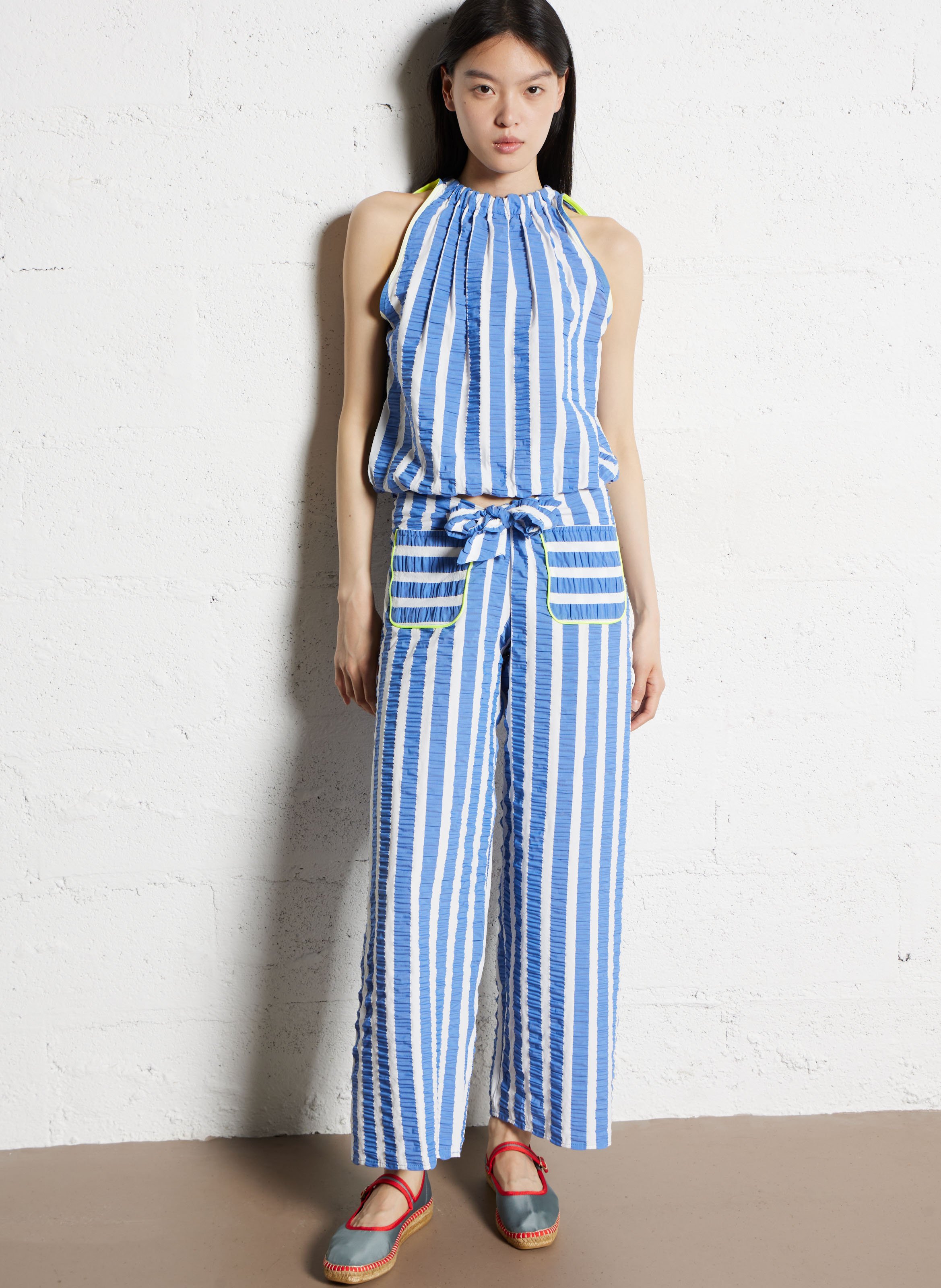 Hose - Gerader Schnitt mit Streifen  DR BLOOM Blau