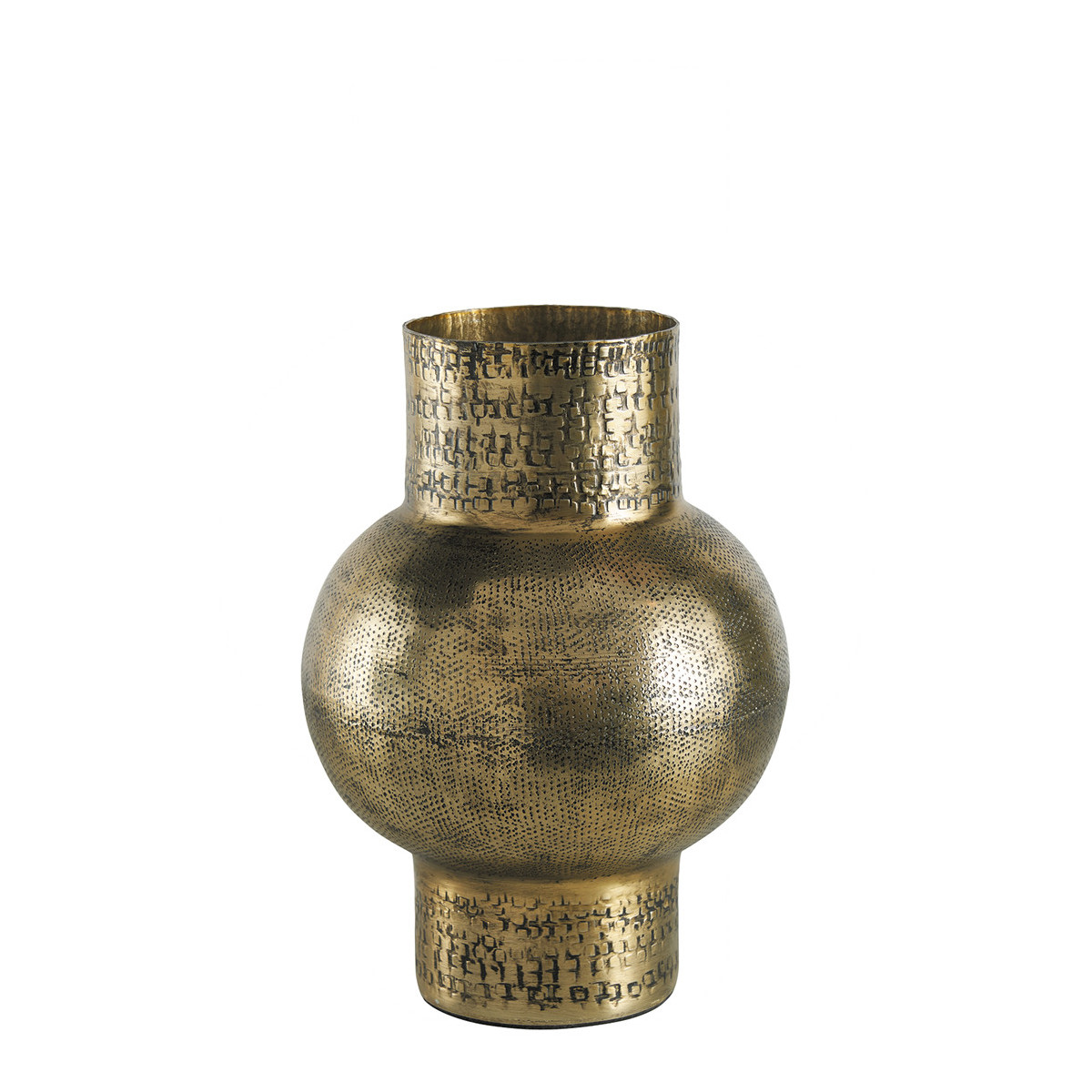 Round vase with shiny brass finish BLANC D'IVOIRE Brown