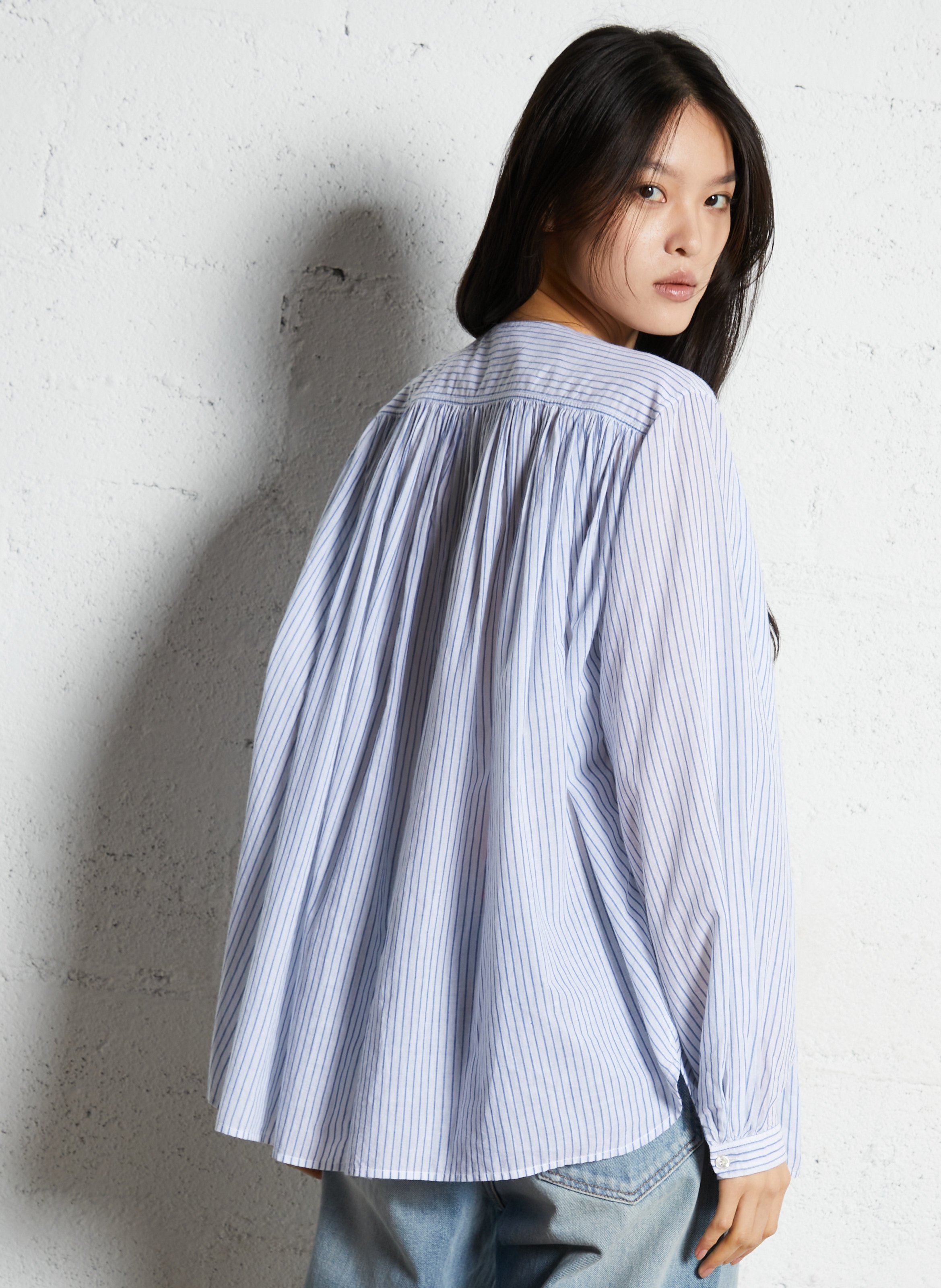 Kurzes Baumwollkleid mit Rundhalsausschnitt LAURENCE BRAS Blau