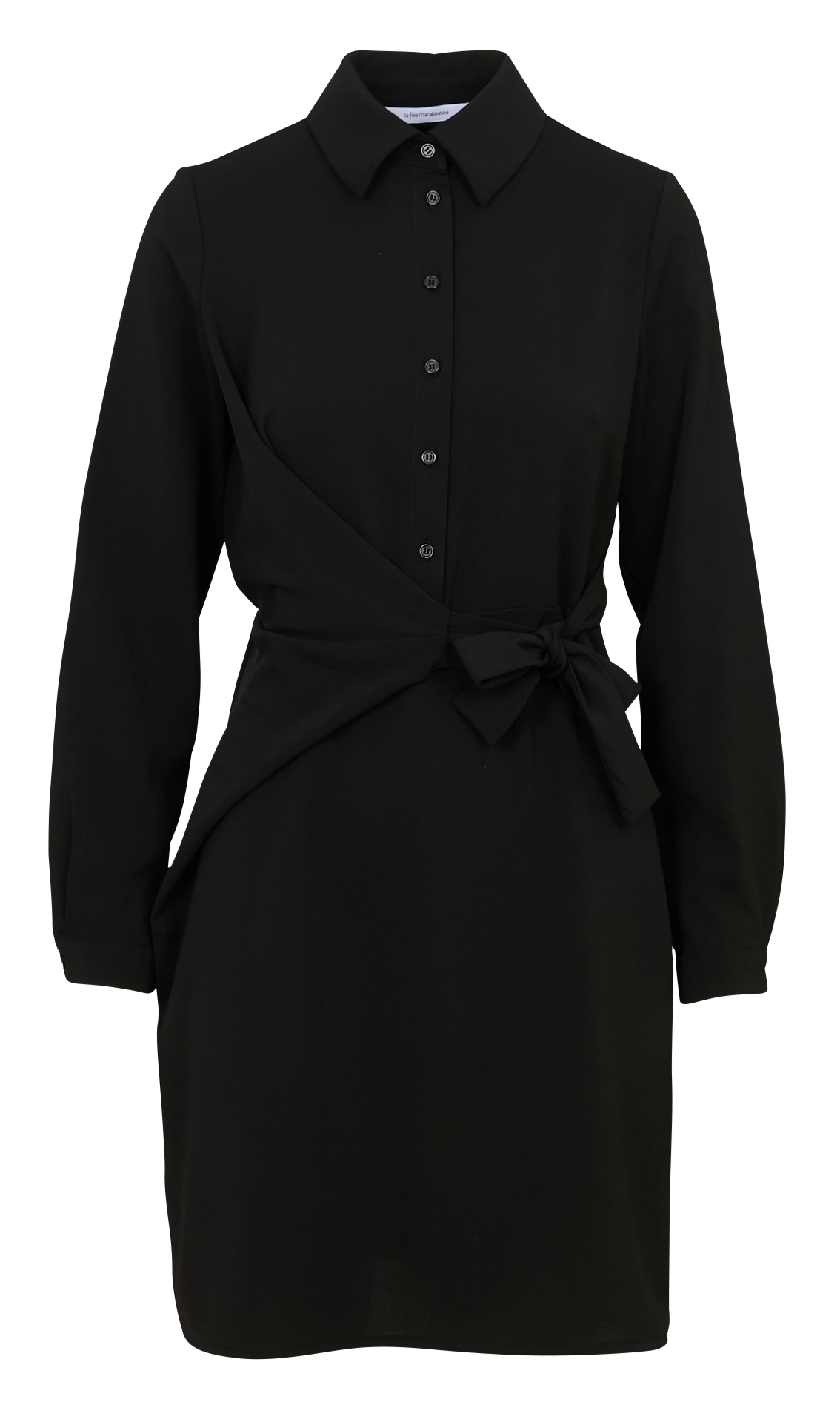 Short fitted dress with classic collar LA FEE MARABOUTEE Black