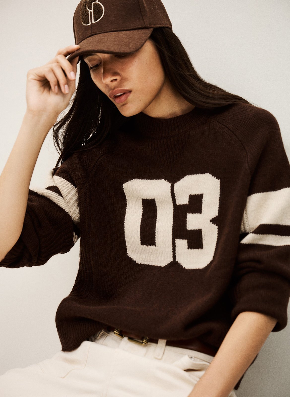 Pull droit col rond en cachemire BA&SH Marron