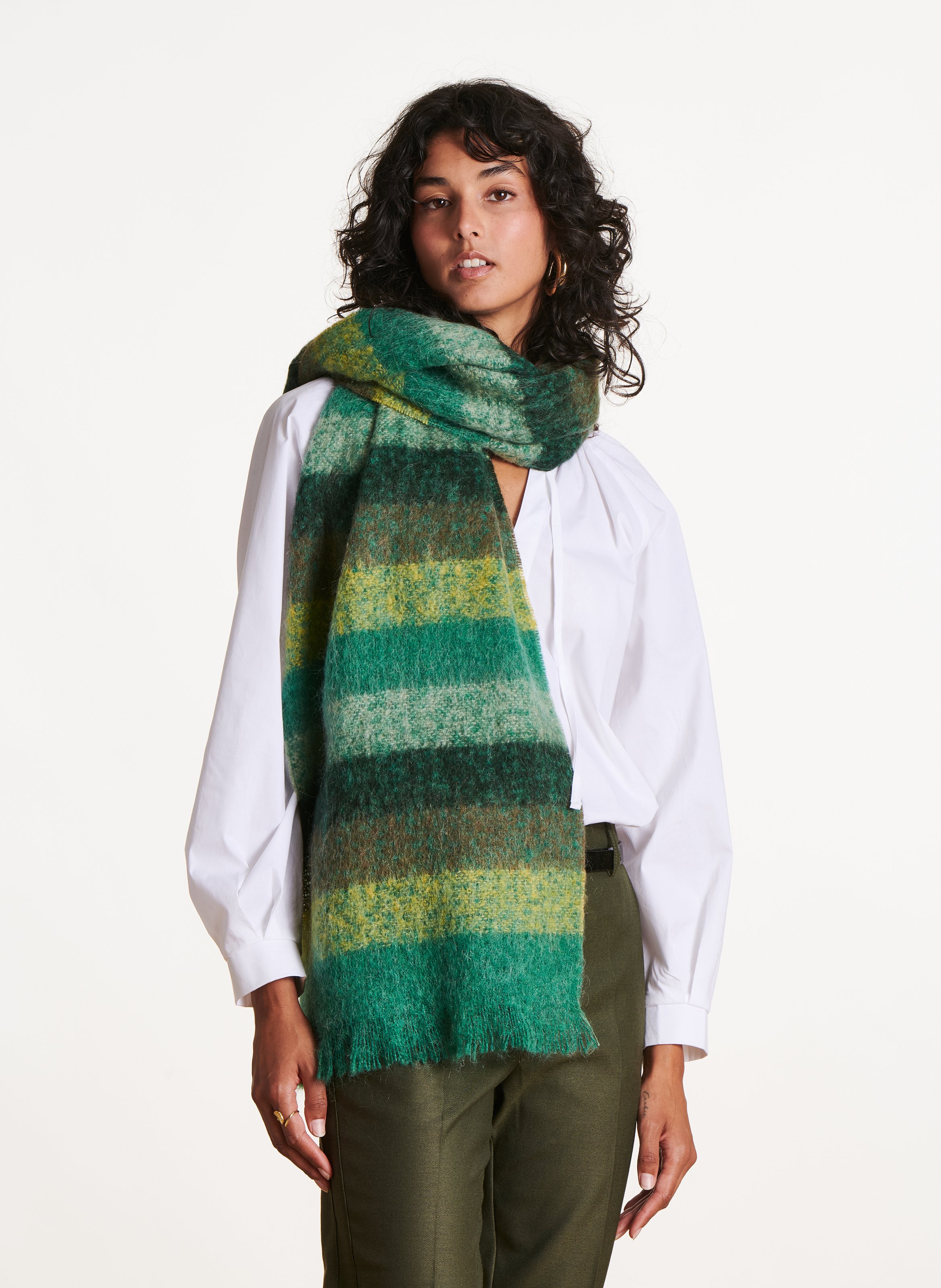Striped pattern scarf LA FEE MARABOUTEE Green