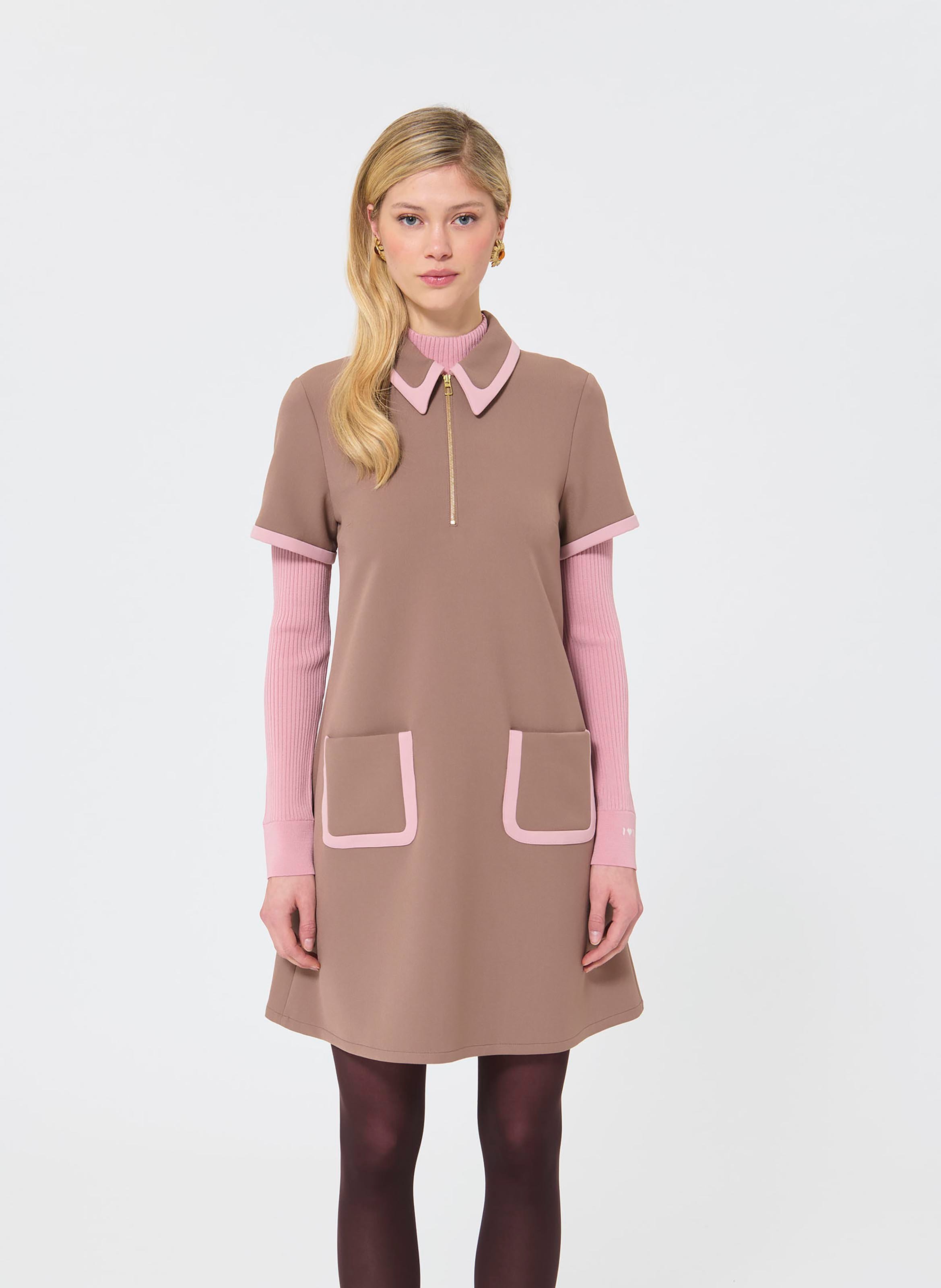 Robe courte trapèze rétro TARA JARMON Beige