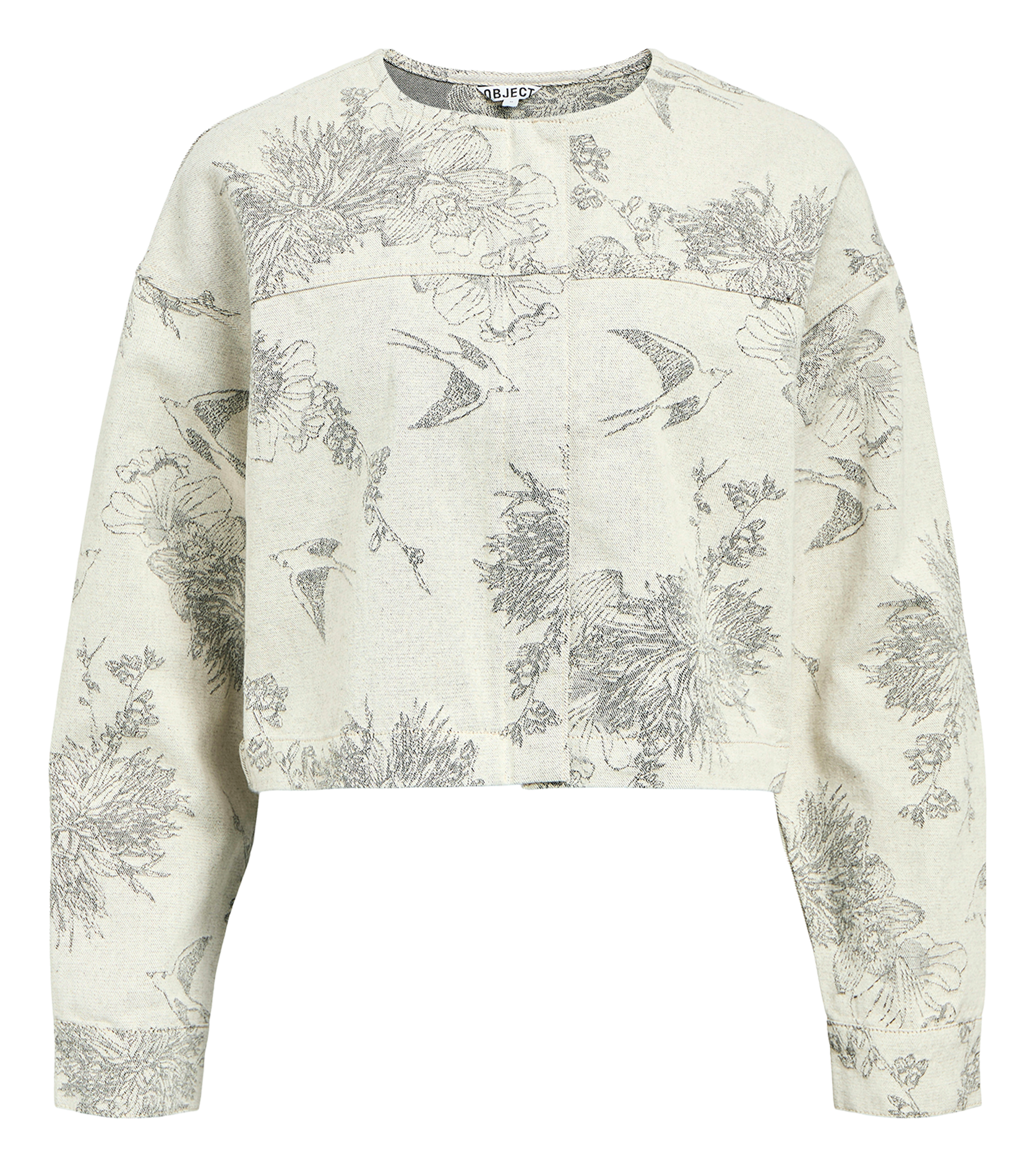Ronde hals vest met bloemenprint OBJECT Beige