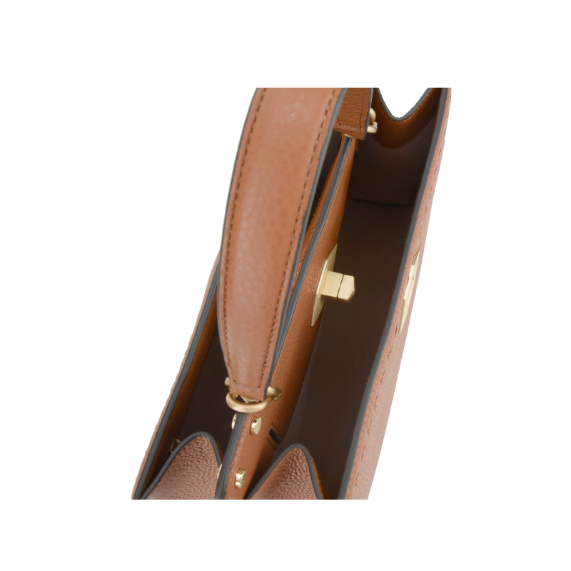 Handbag - cowhide leather POURCHET Brown