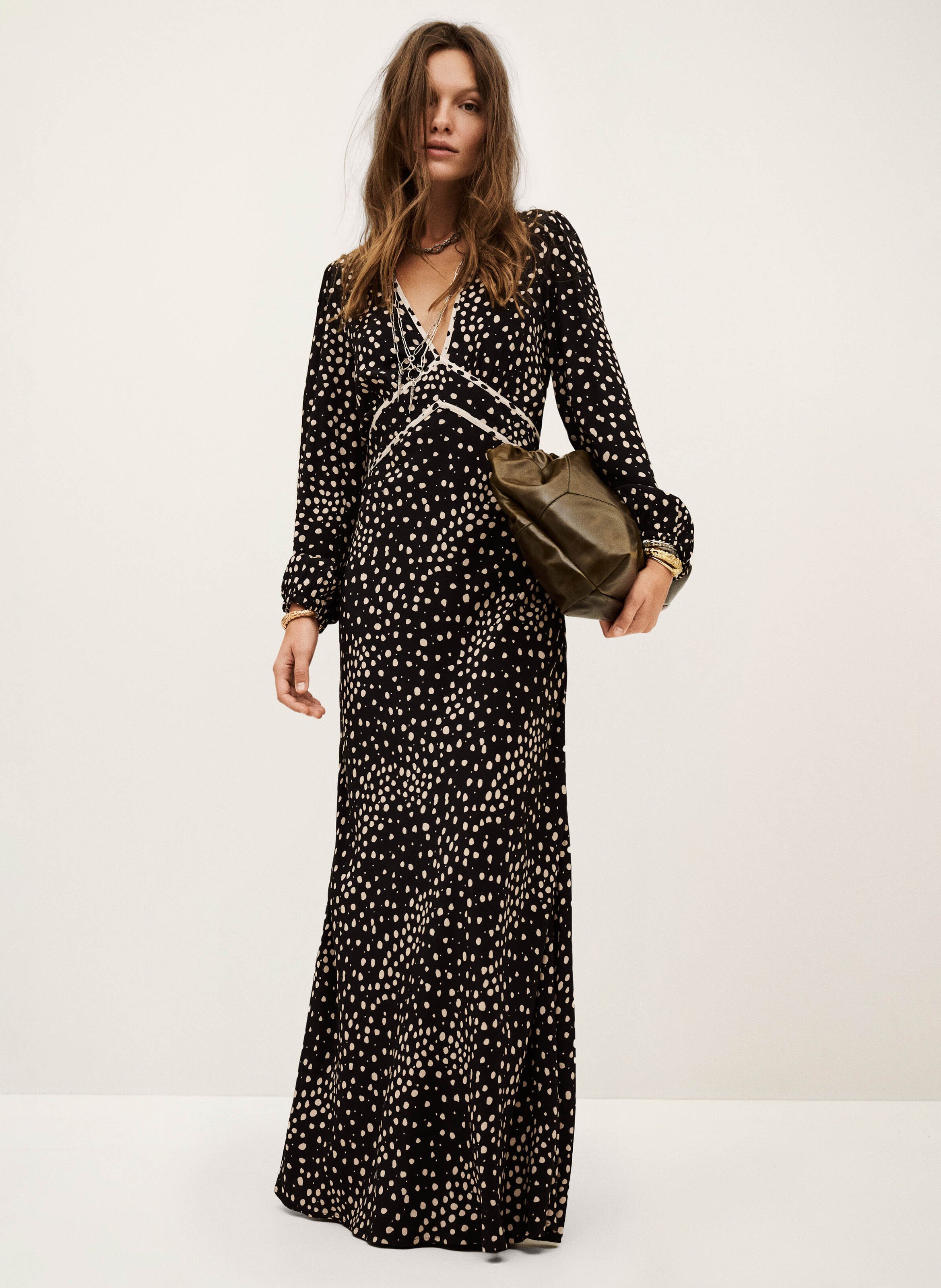 Robe longue col V à pois BA&SH Bleu