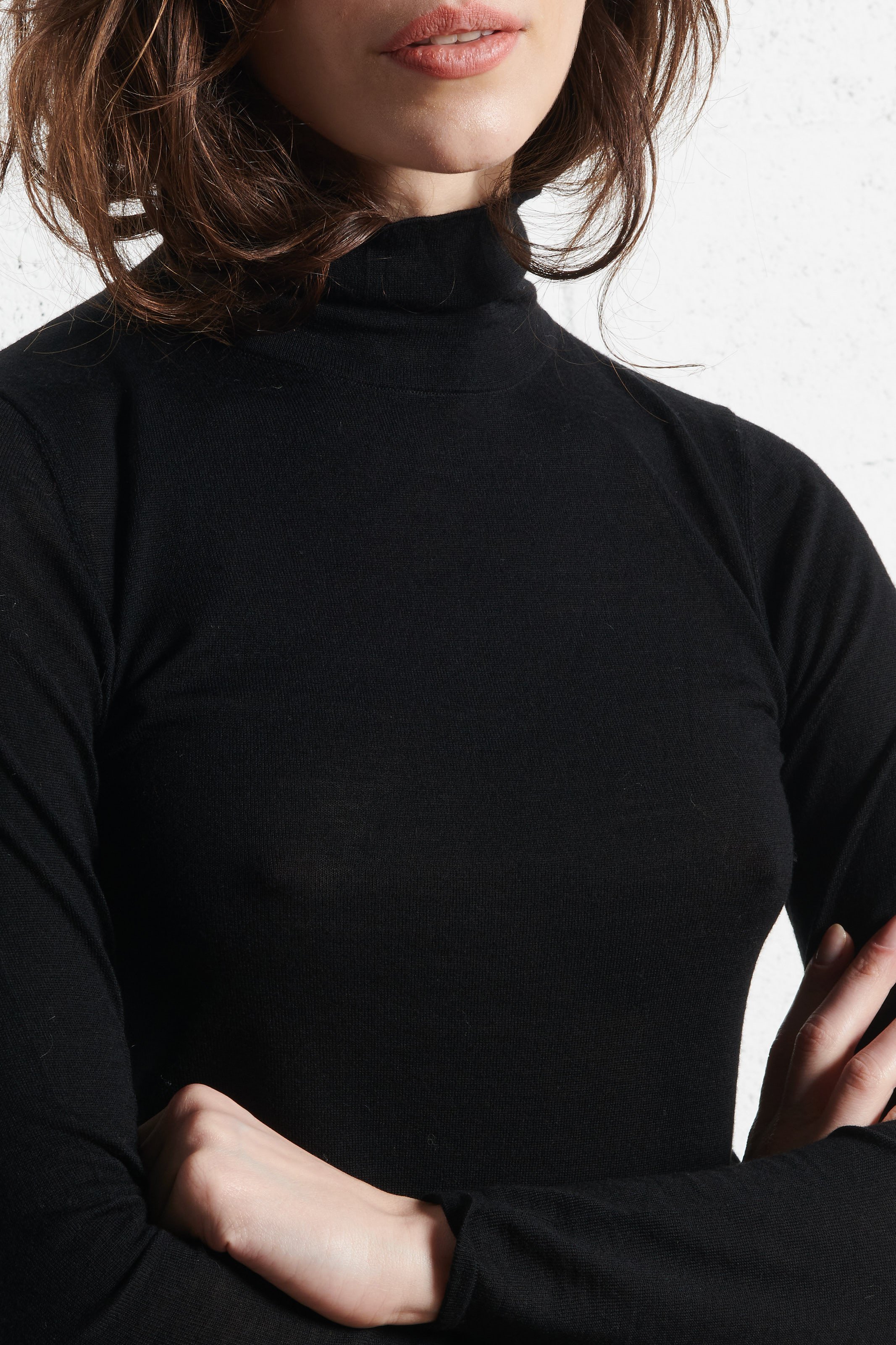 Fitted fine knit wool turtleneck sweater PETITE MENDIGOTE Black