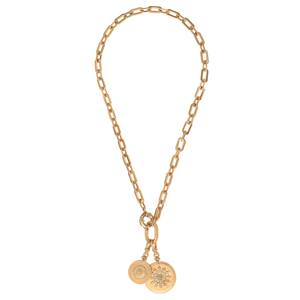 Metal and crystal prestige chain necklace with medallions SATELLITE PARIS No Color