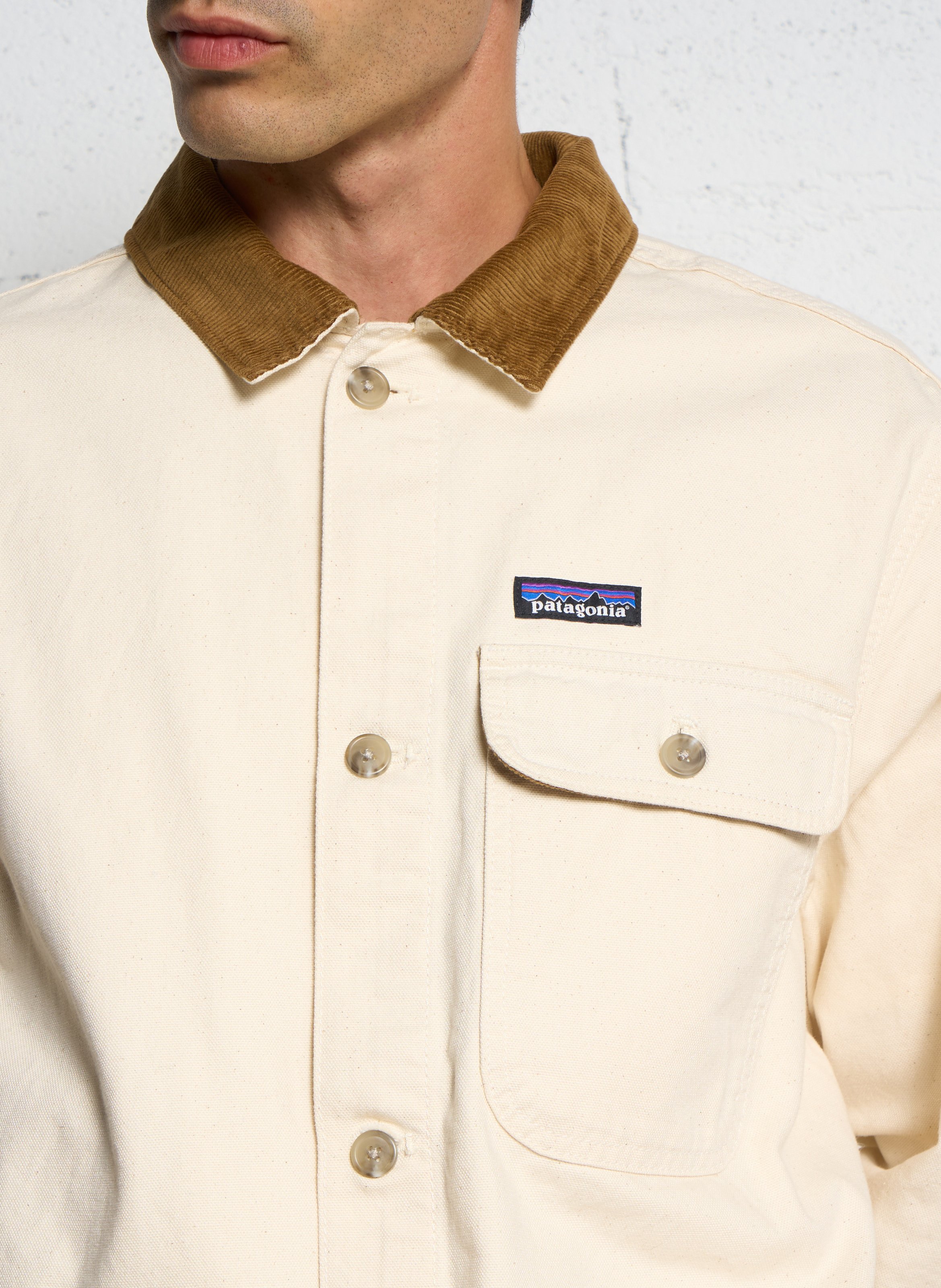 Jacket with classic collar in organic cotton PATAGONIA Beige