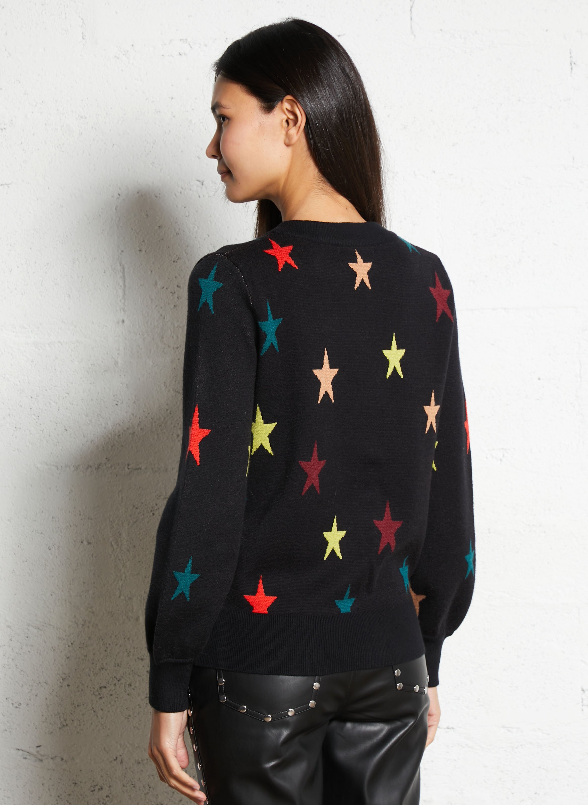 Gilet droit col V en maille imprimé NEVER FULLY DRESSED Noir