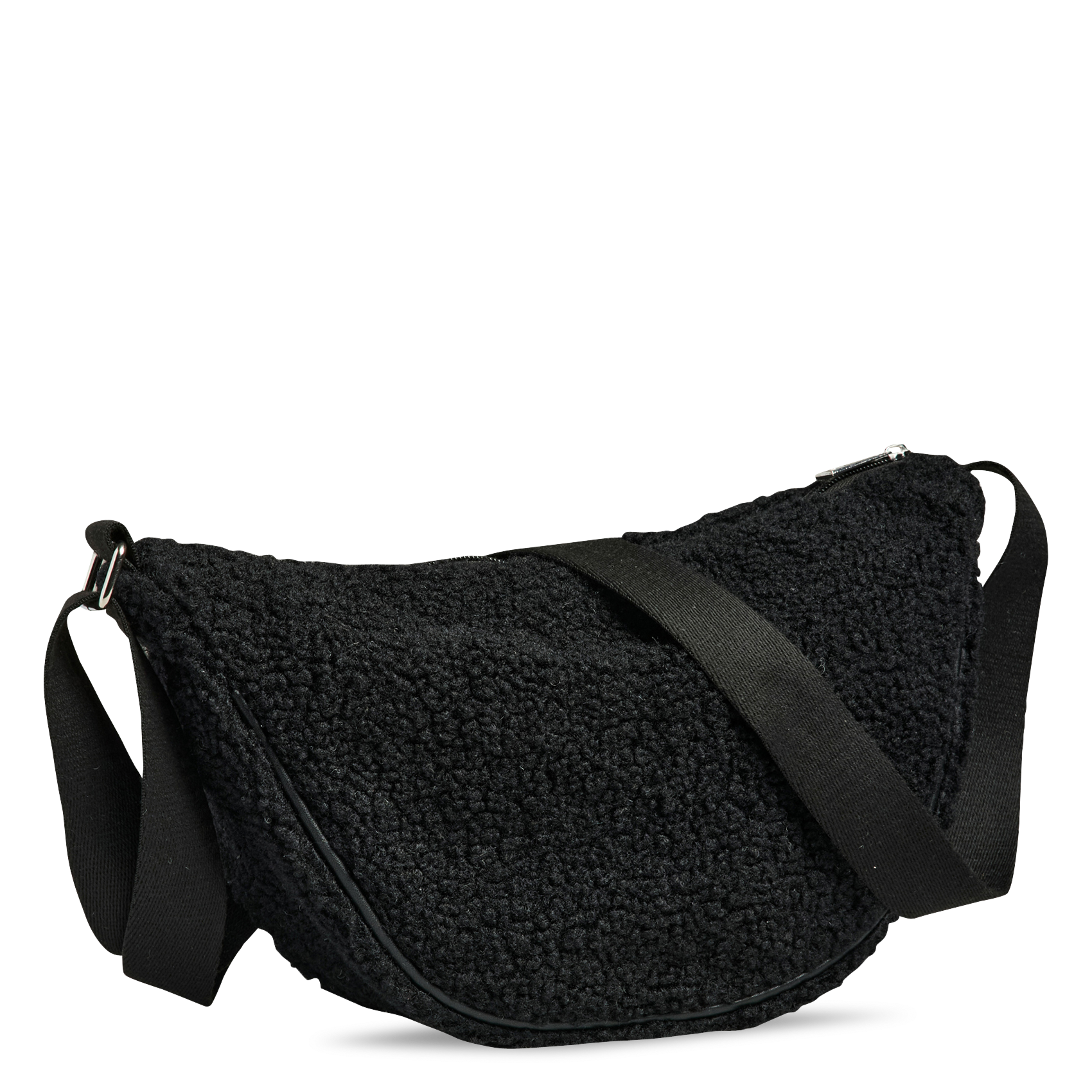 Faux fur waist bag PIECES Black