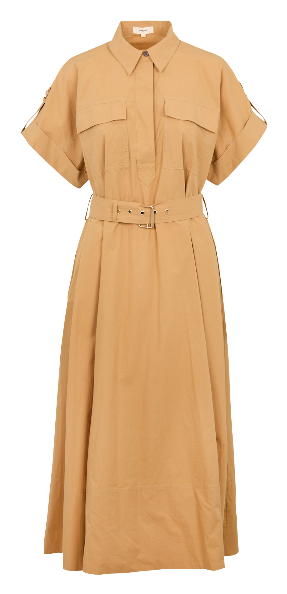 Midi-Kleid mit weitem Schnitt und Trenchcoat-Effekt SUNCOO Beige