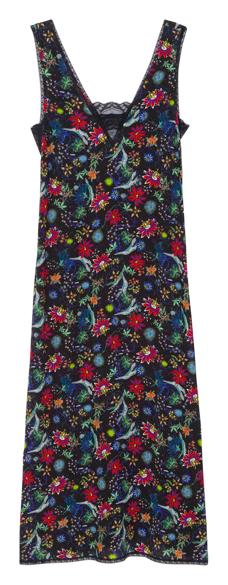 Robe midi fleurie à détails dentelle ZADIG&VOLTAIRE Bleu