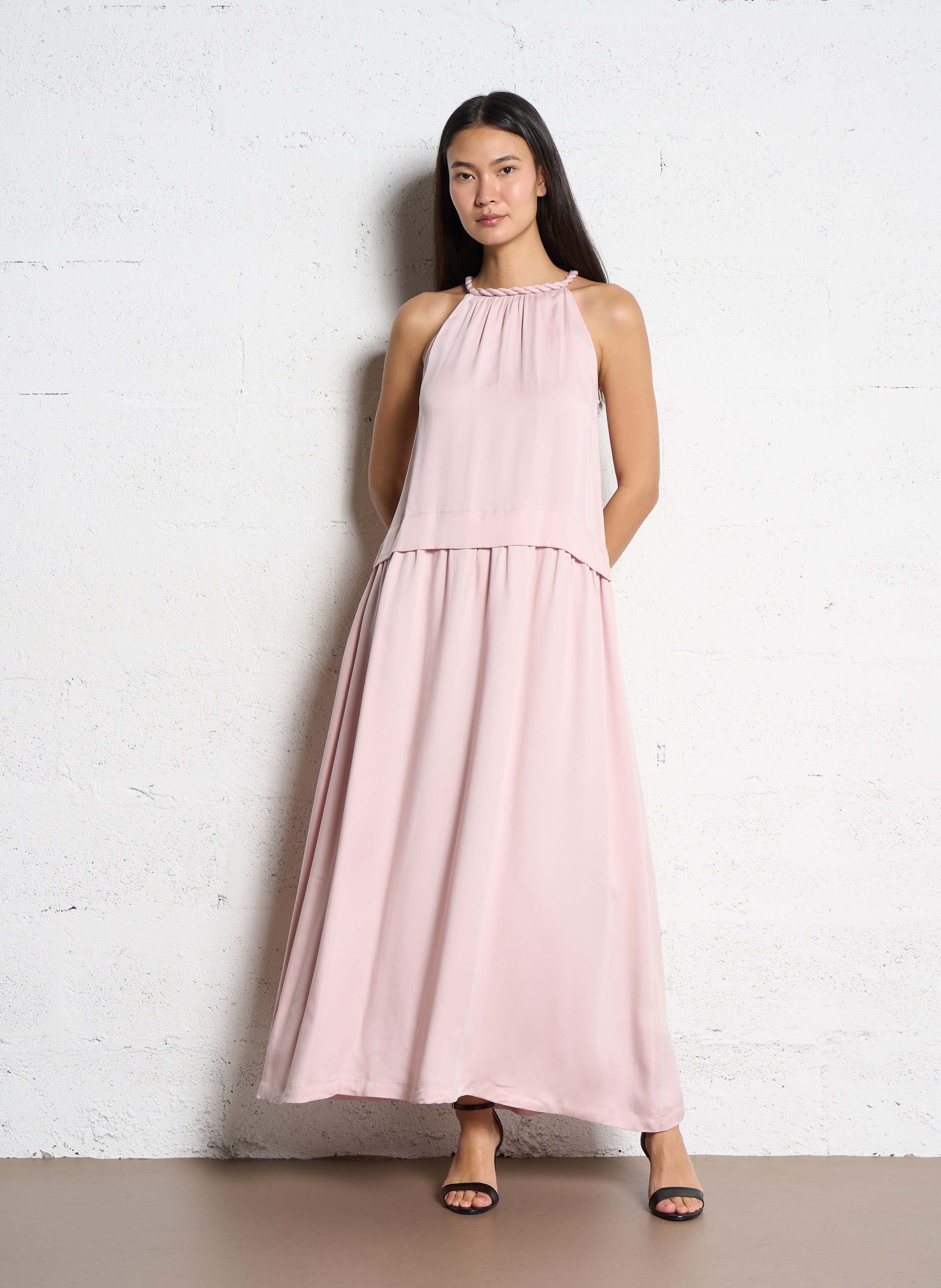 Robe longue col rond  SUNCOO Rose