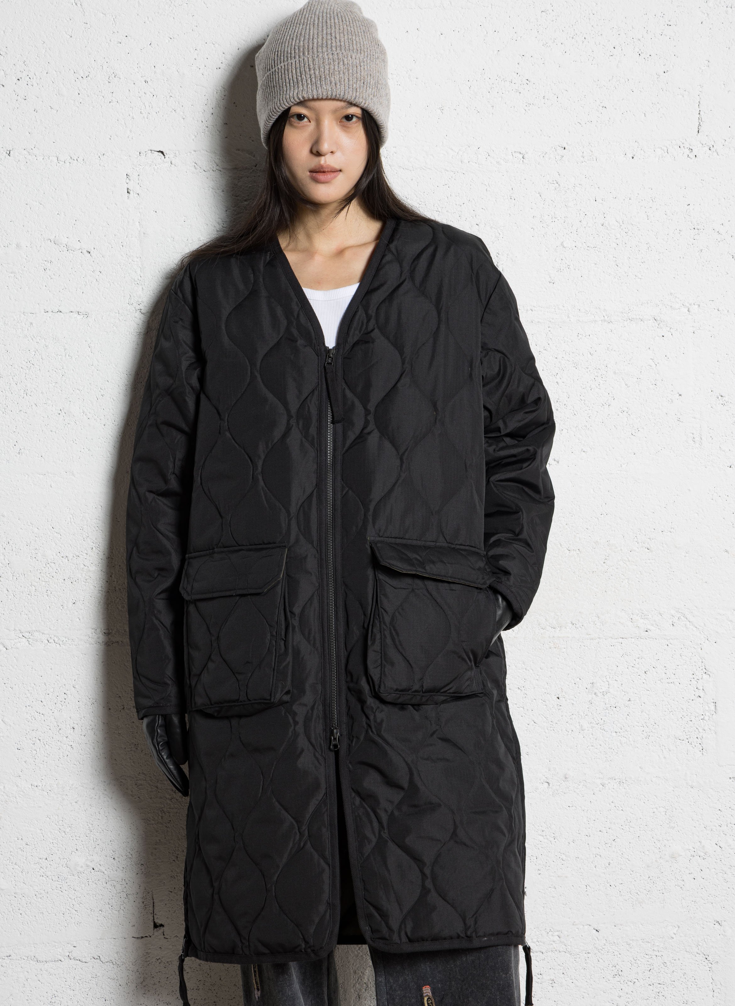 Veste longue oversize matelassée TAION Noir