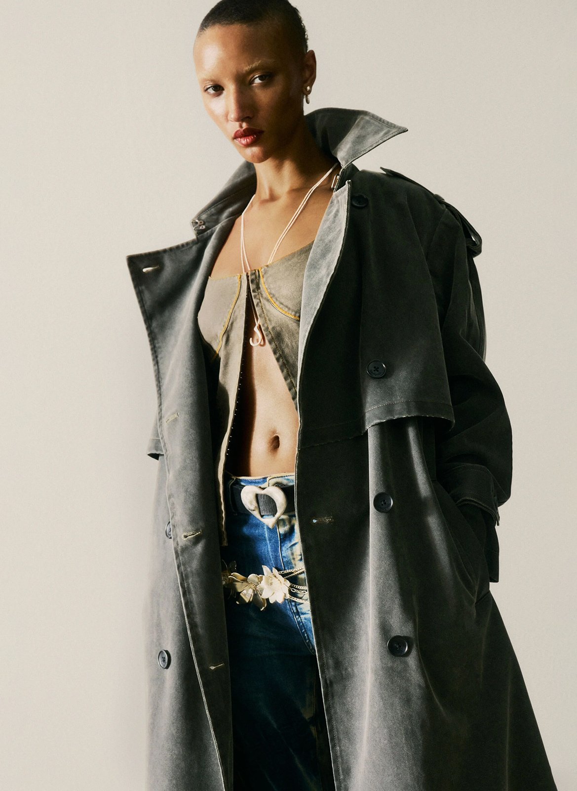 Trench col tailleur effet cuir DESIGUAL Noir