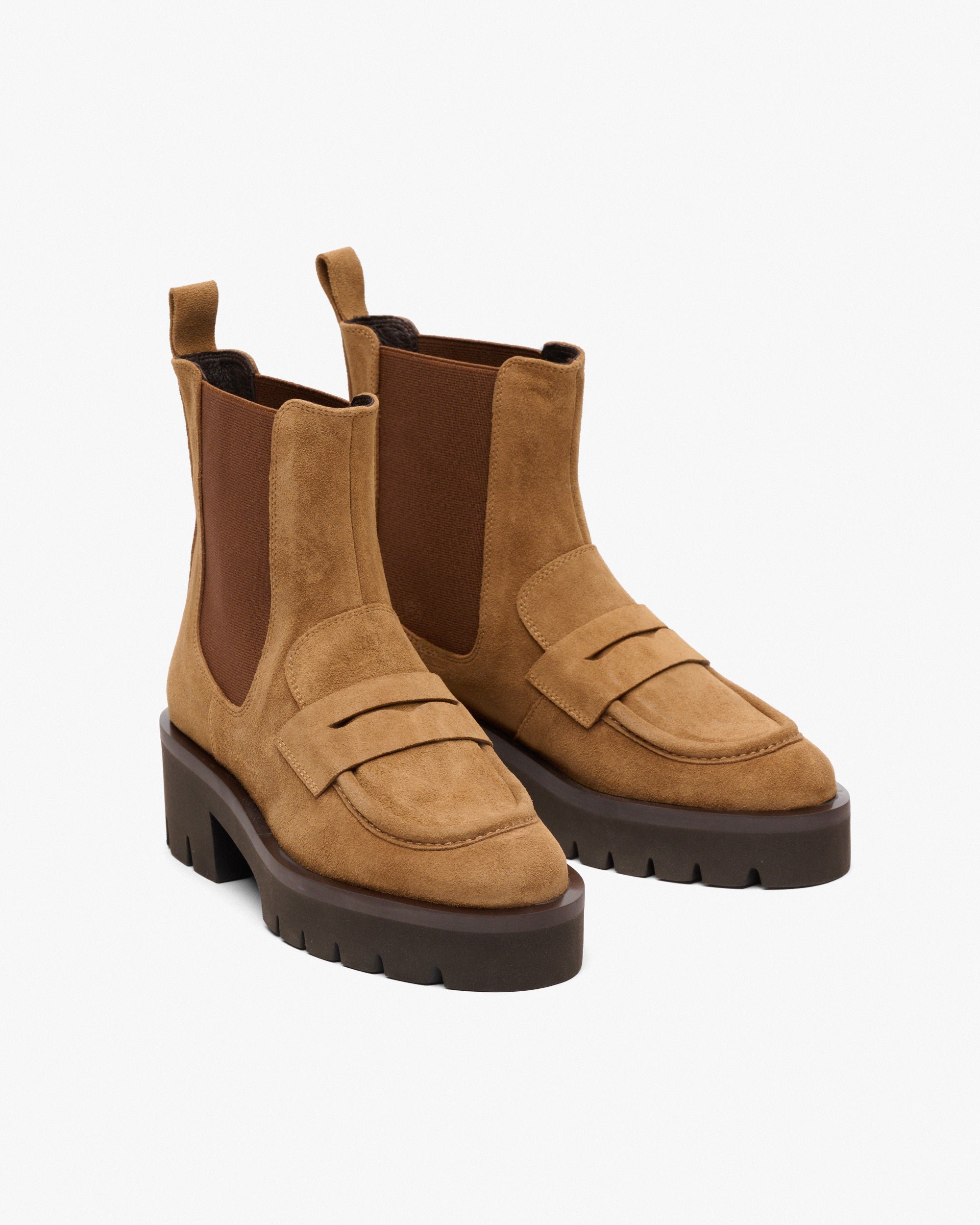 Brown suede ankle boots with elastic PEDRO MIRALLES Brown