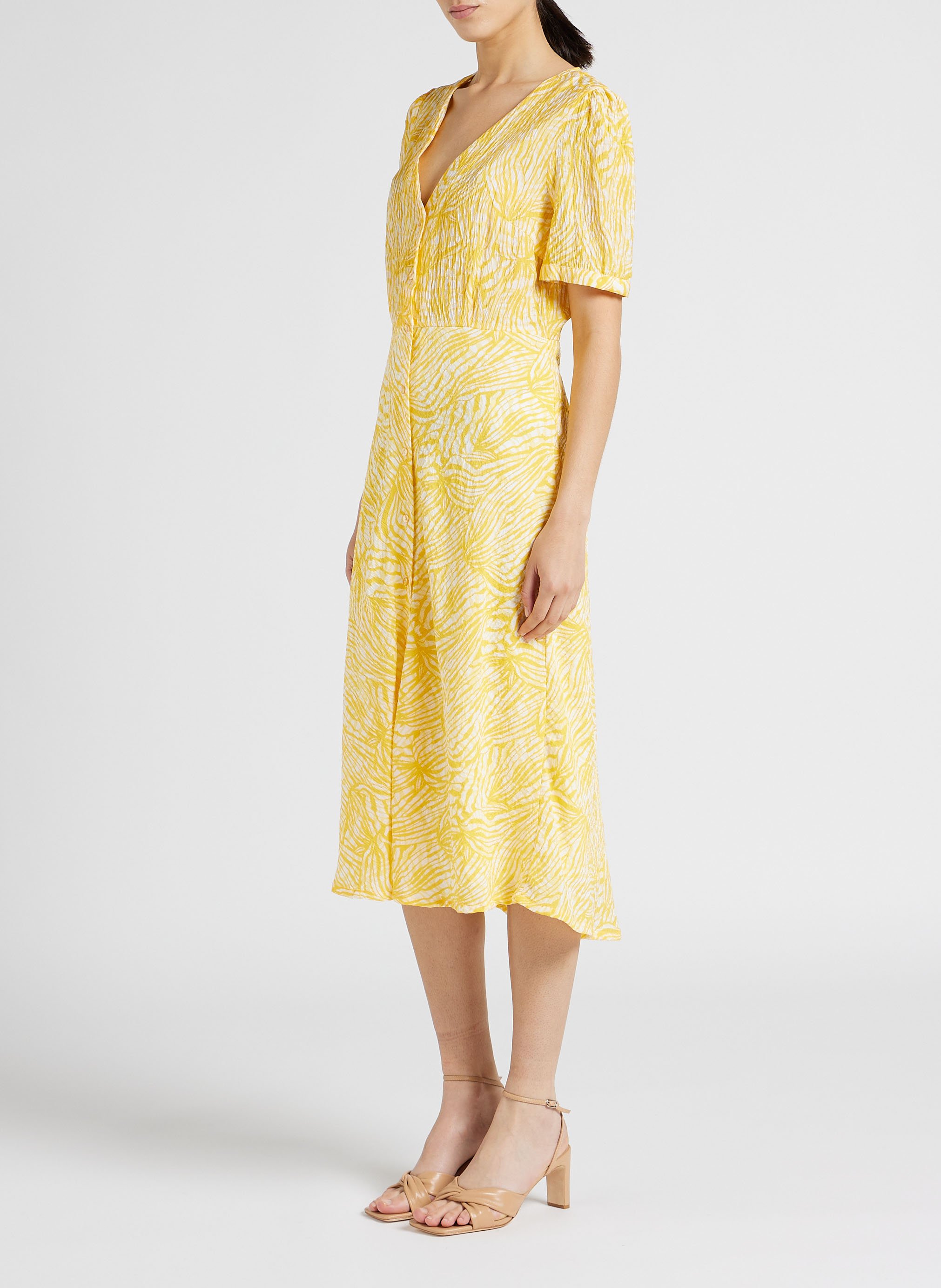 Robe midi col V imprimée  VILA Orange