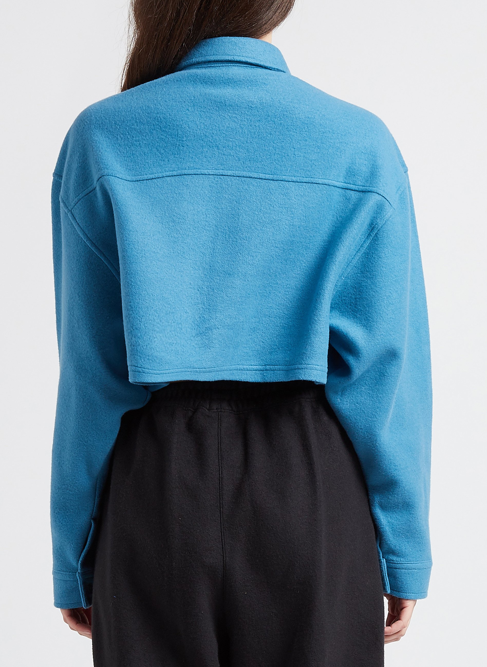 Cropped sweatshirt fabric cardigan with classic collar REEBOK Blue