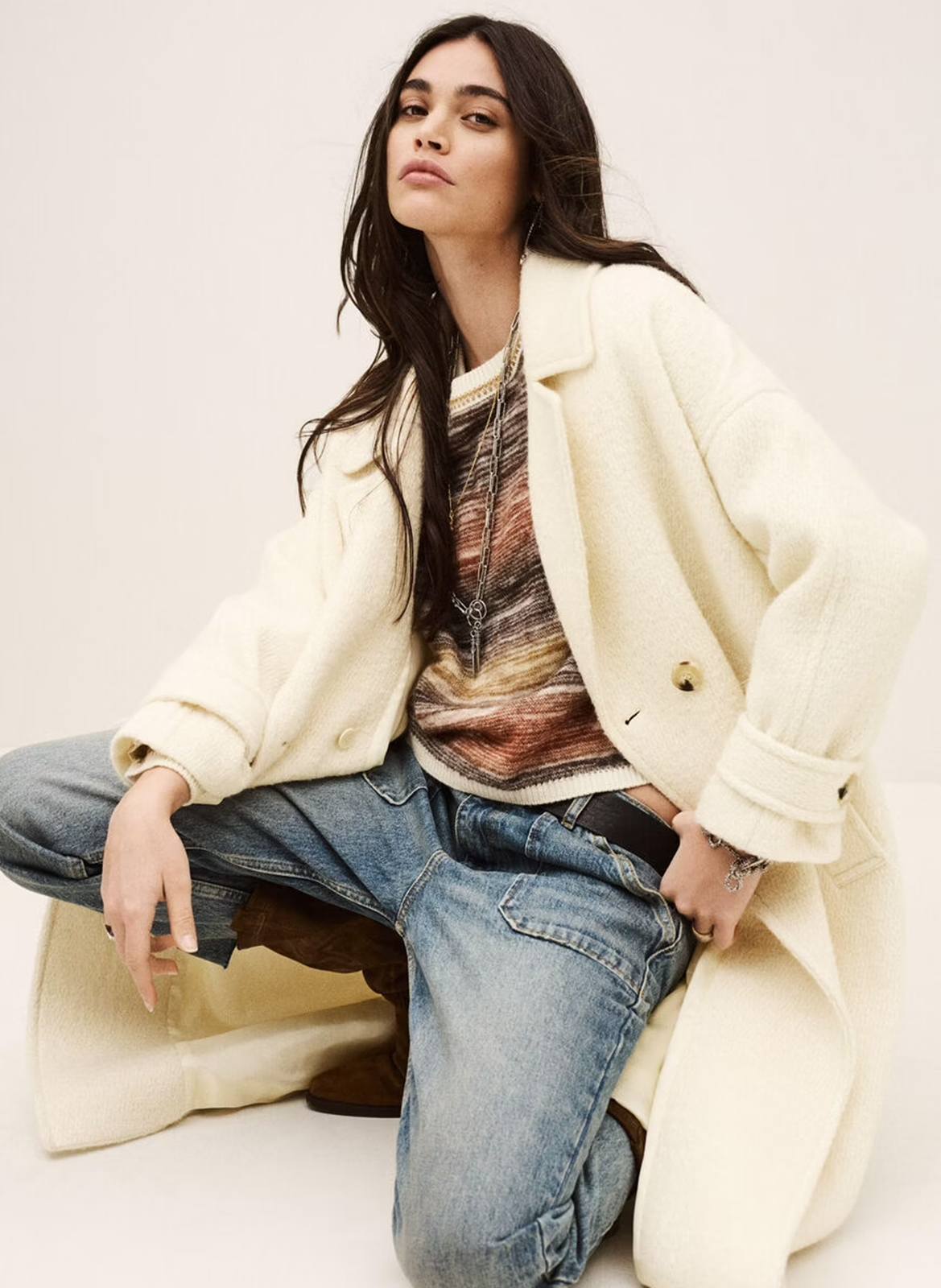 Lange oversized jas van wolmix BA&SH Beige