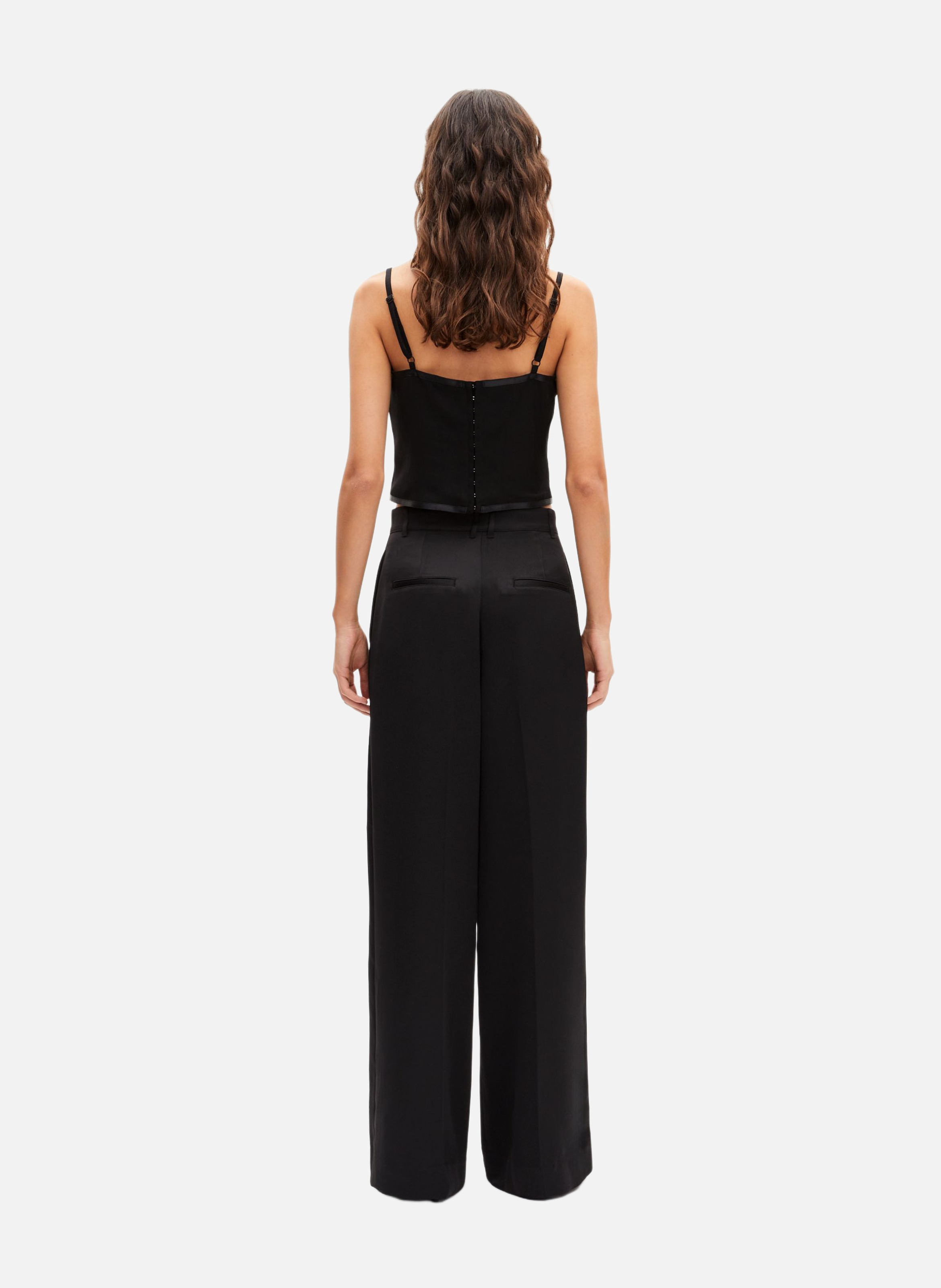 Wide-leg satin pants THE KOOPLES Black