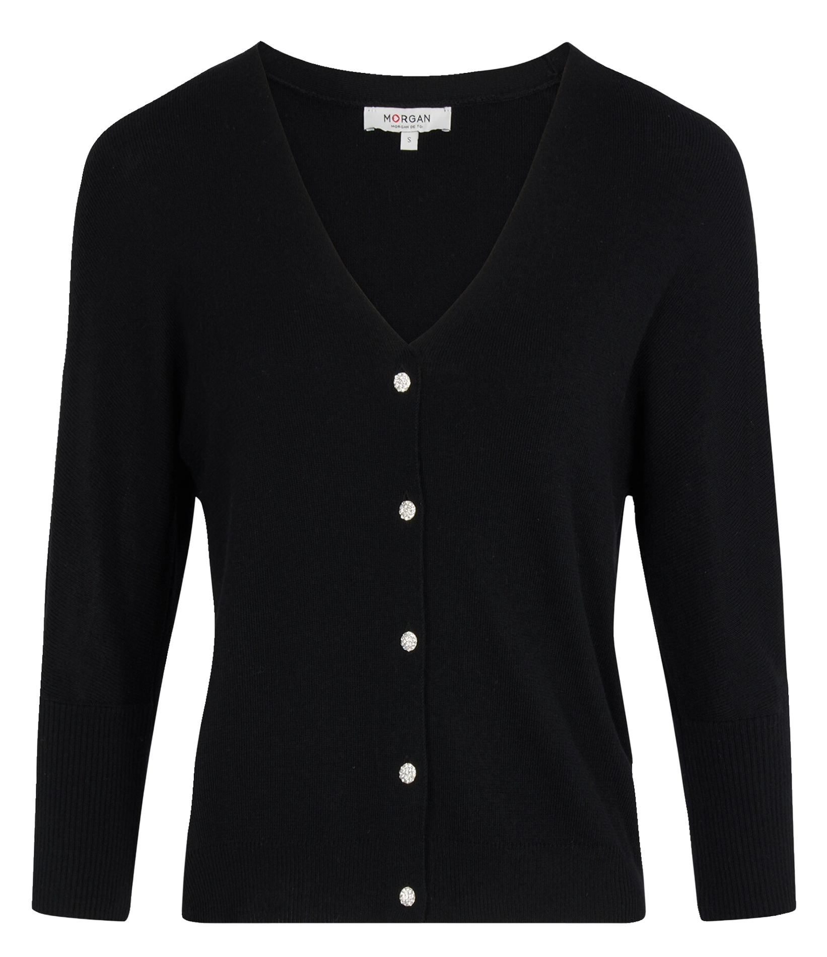 <em>Getailleerd vest met V-hals en effen knopen</em> MORGAN Zwart