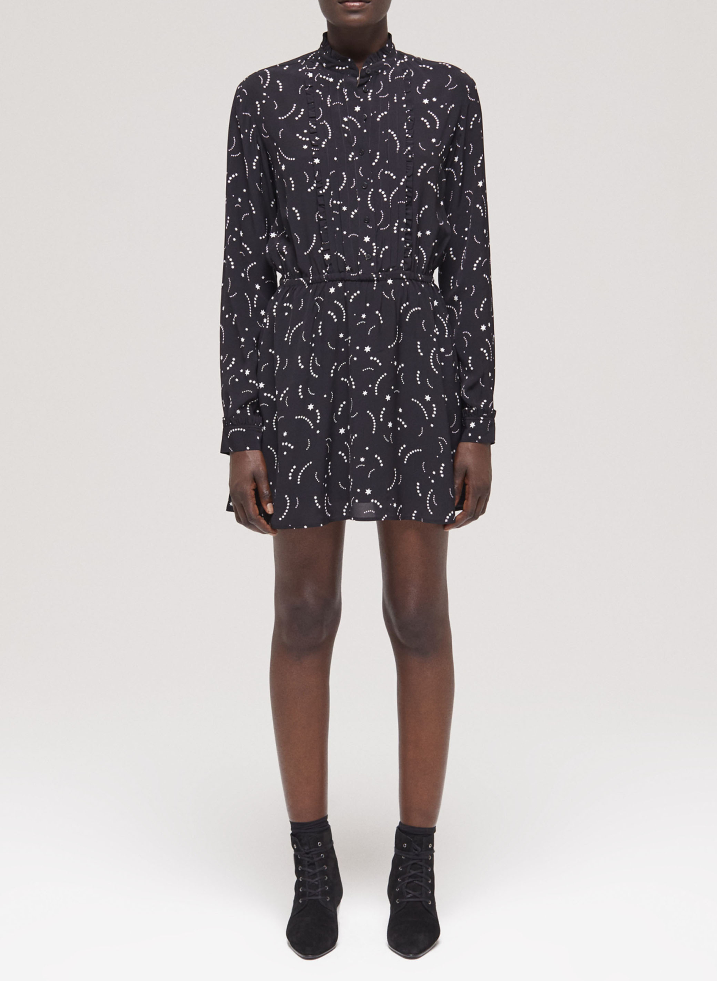 Robe courte en viscose imprimée THE KOOPLES Noir