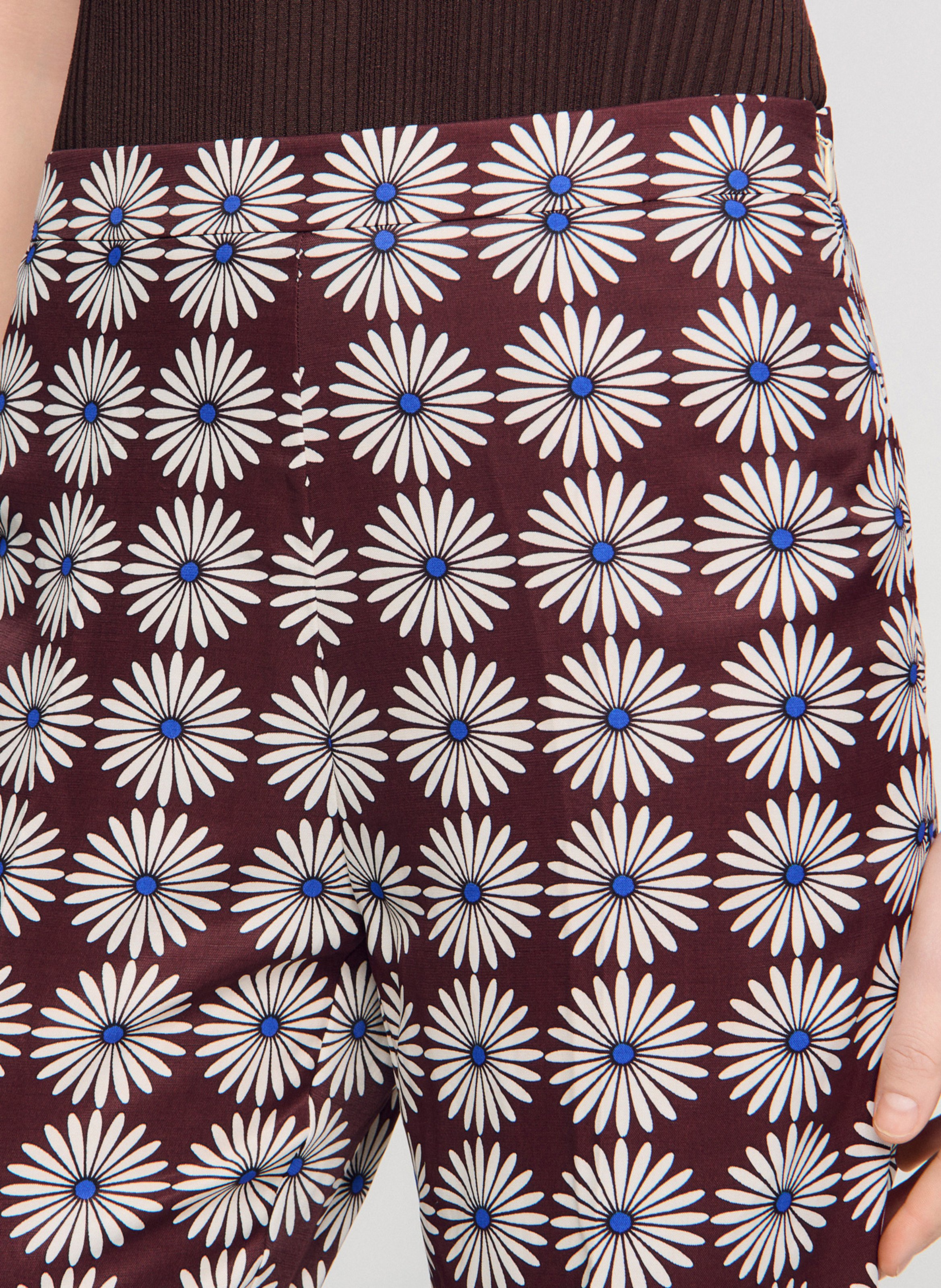 Broek met uitlopende pijpen en bloemenprint SANDRO Bruin