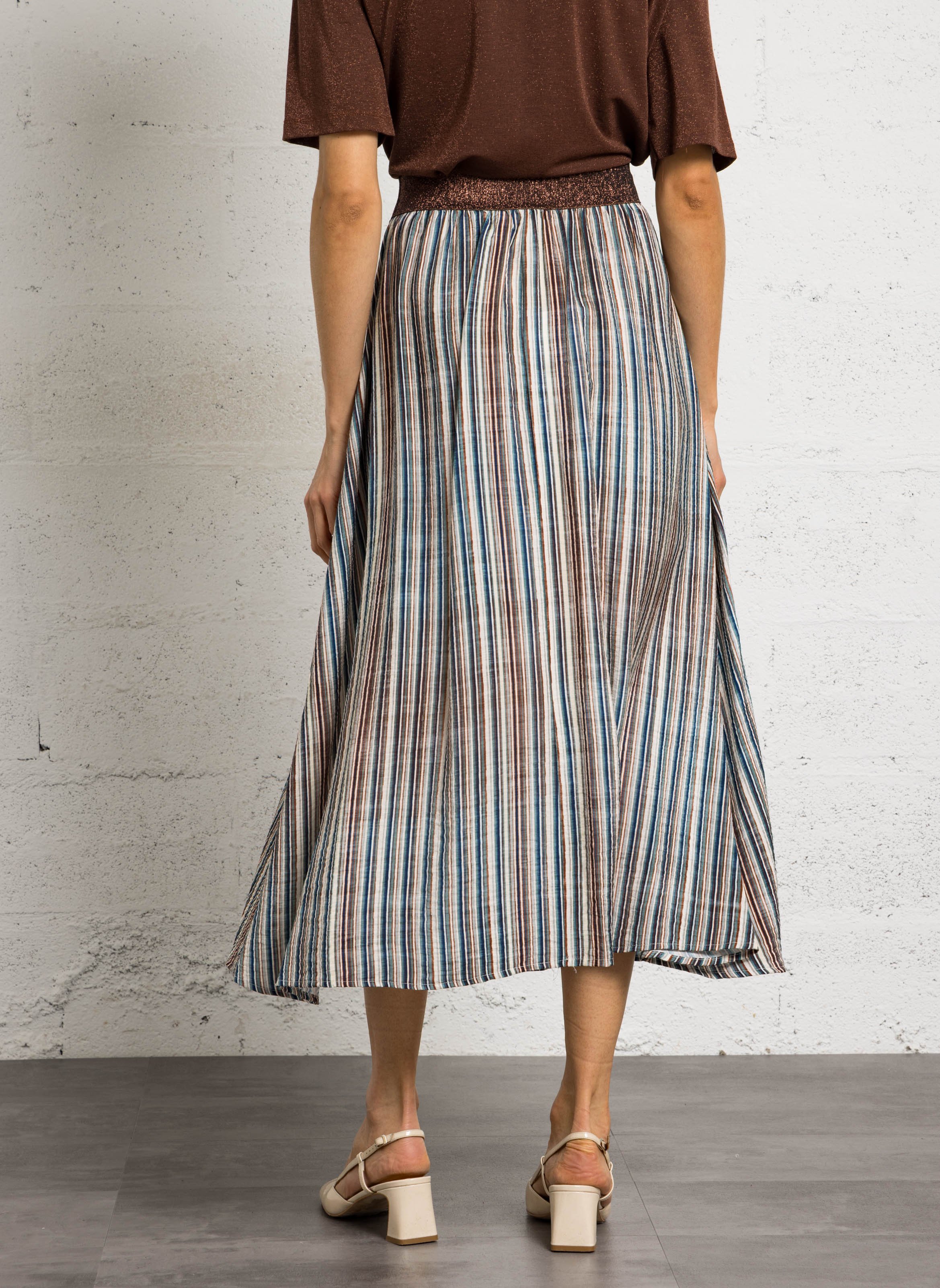 Ausgestellter, gestreifter Midirock PLEASE Mehrfarbig