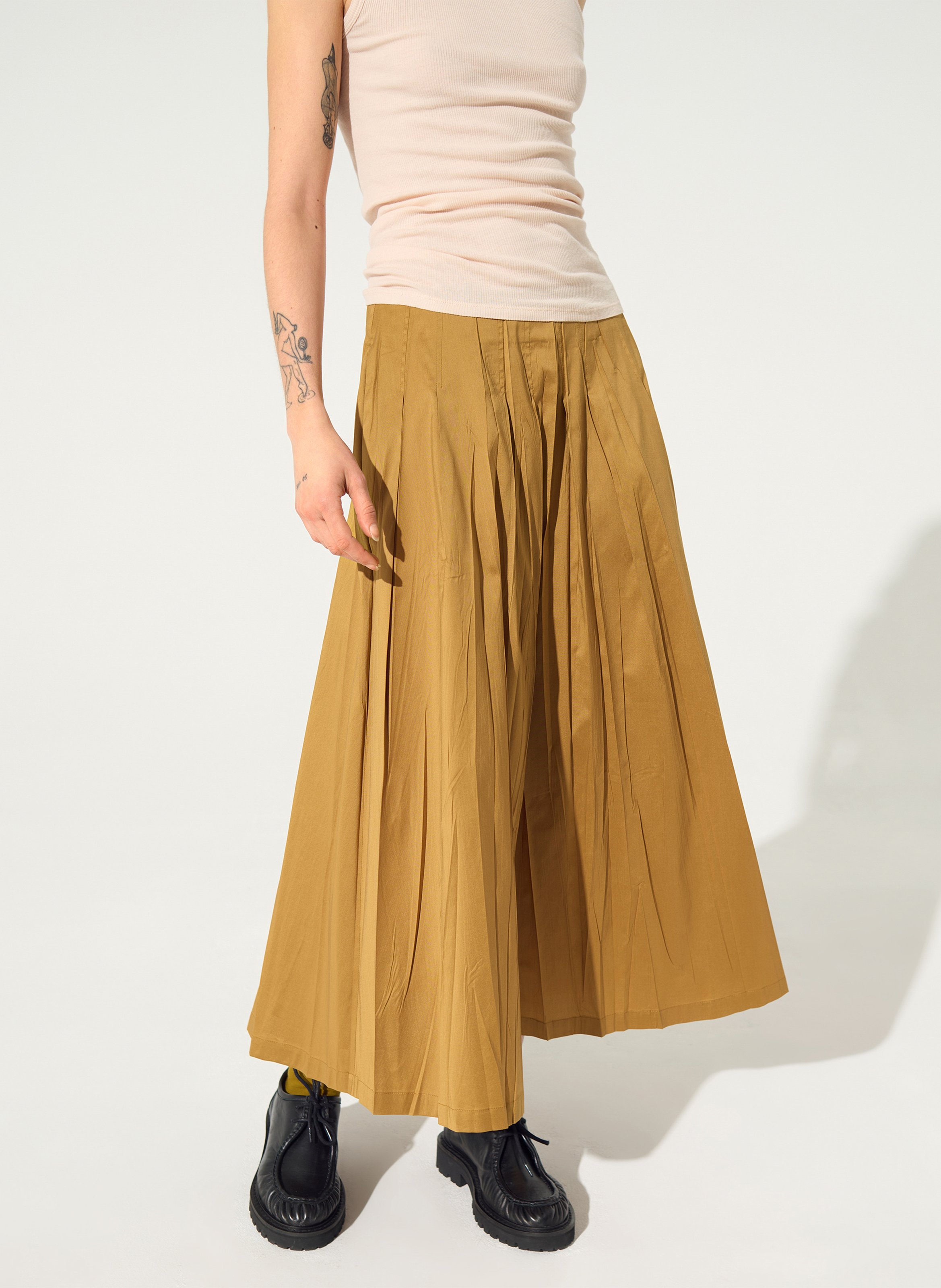 Langer, ausgestellter Rock aus Baumwoll-Mix COTELAC Braun