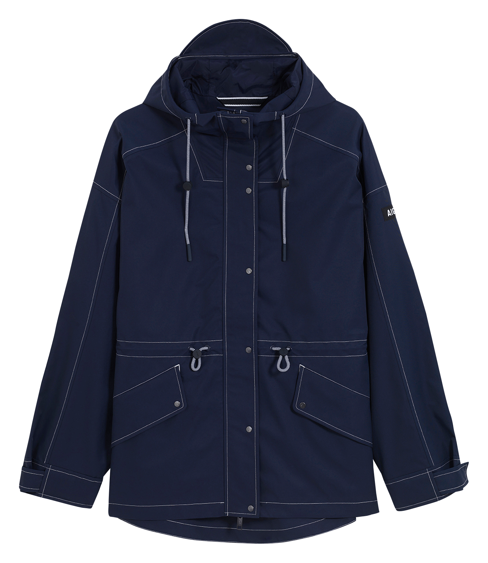 Fitted solid color hooded parka AIGLE Blue