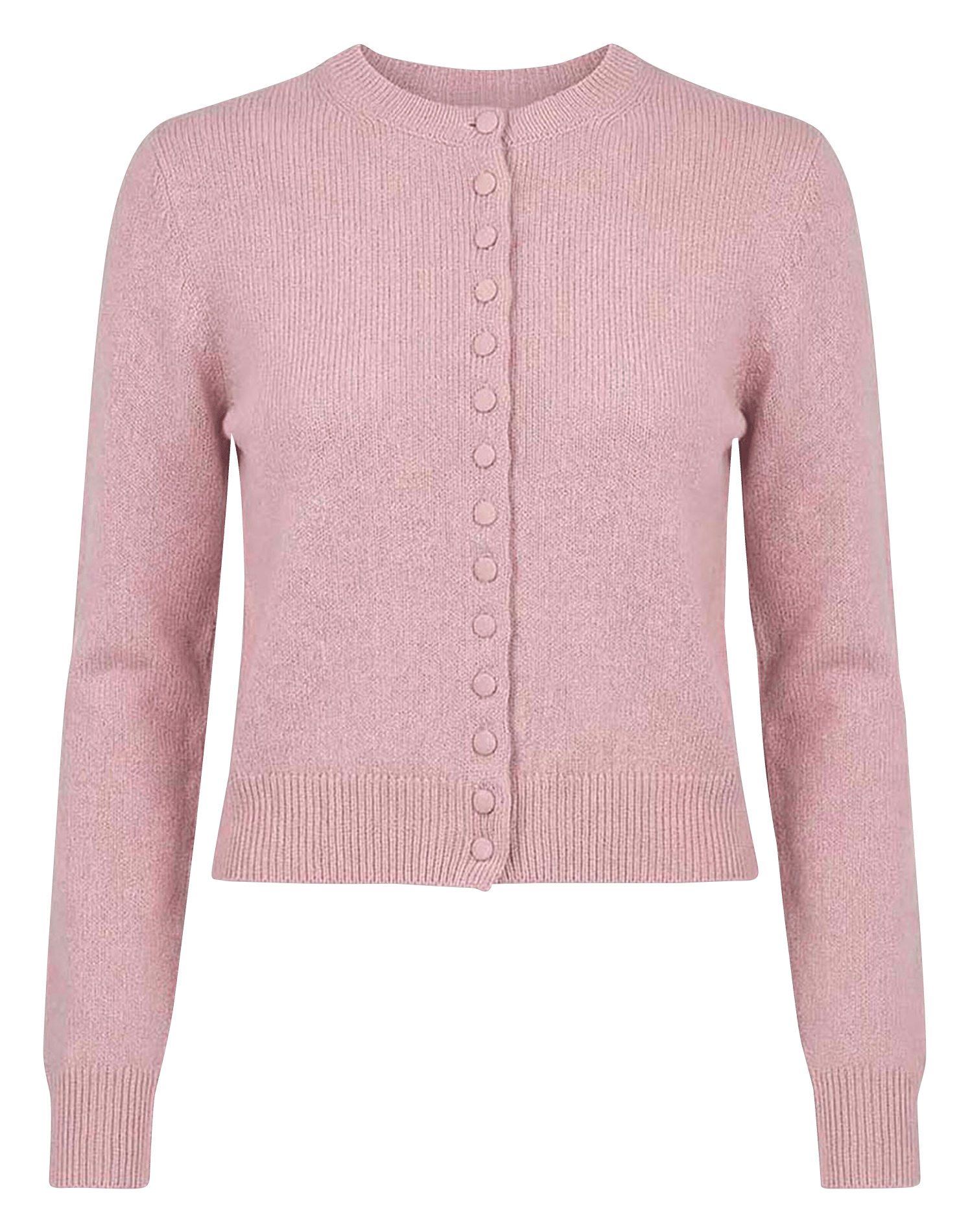 Cardigan col rond boutonné uni TARA JARMON Rose