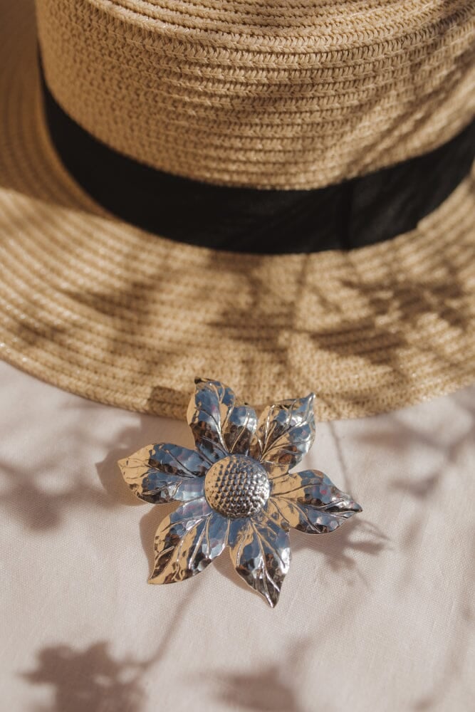 Gold-plated flower brooch MONSIEUR SIMONE Silver