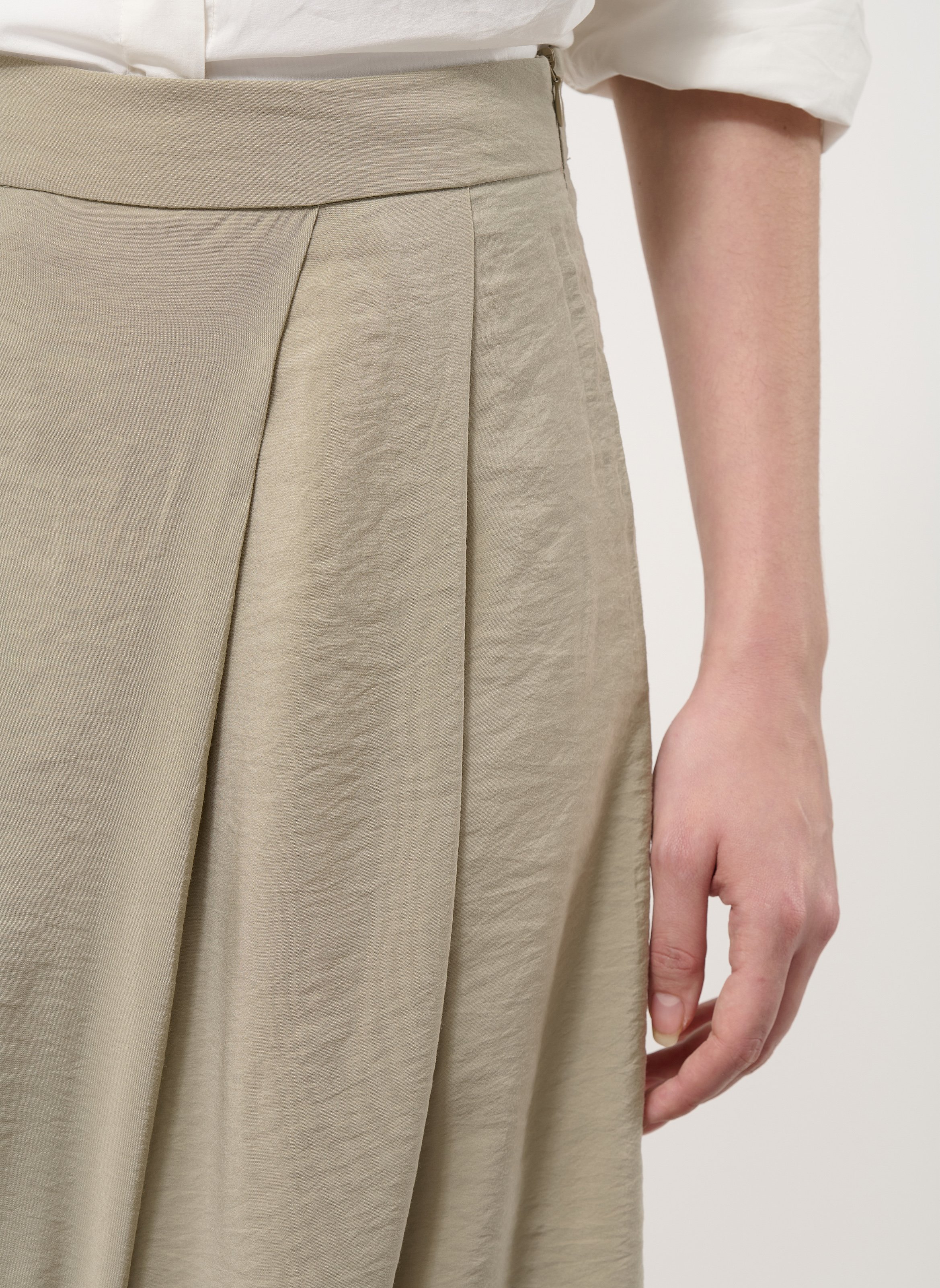 High-waisted plain long crossed pants HUMILITY Green